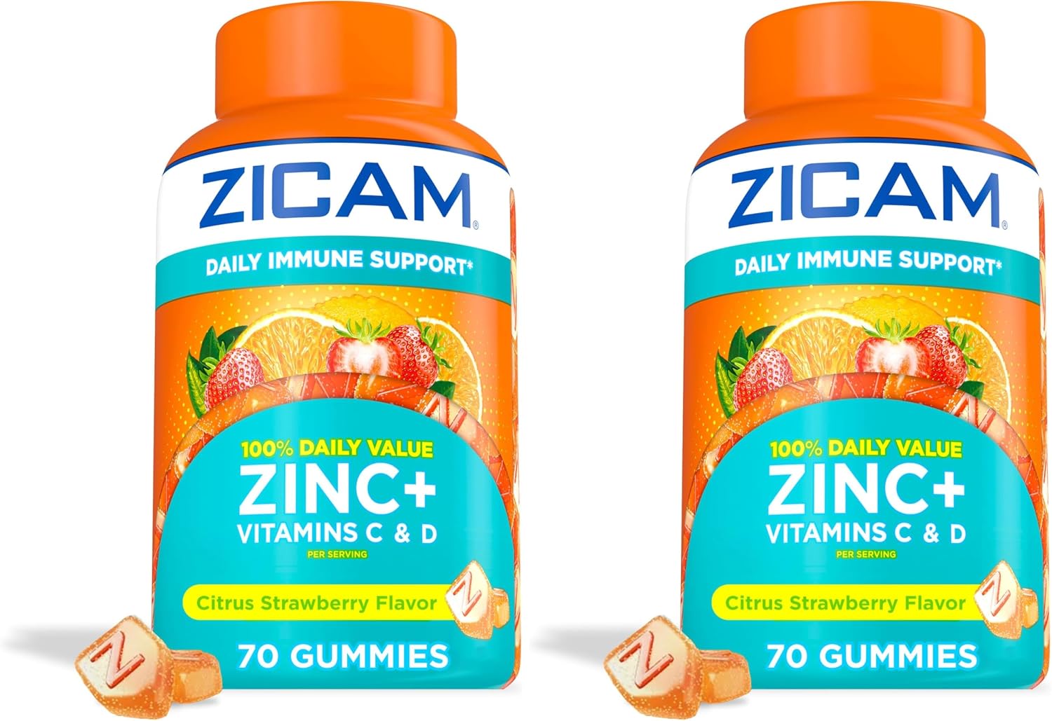Zicam Daily Immune Support Gummy Supplement, Citrus Strawberry, 70 Count | Antioxidant Support, Easy-to-Take Gummies, Zinc, Vitamin C, Vitamin D