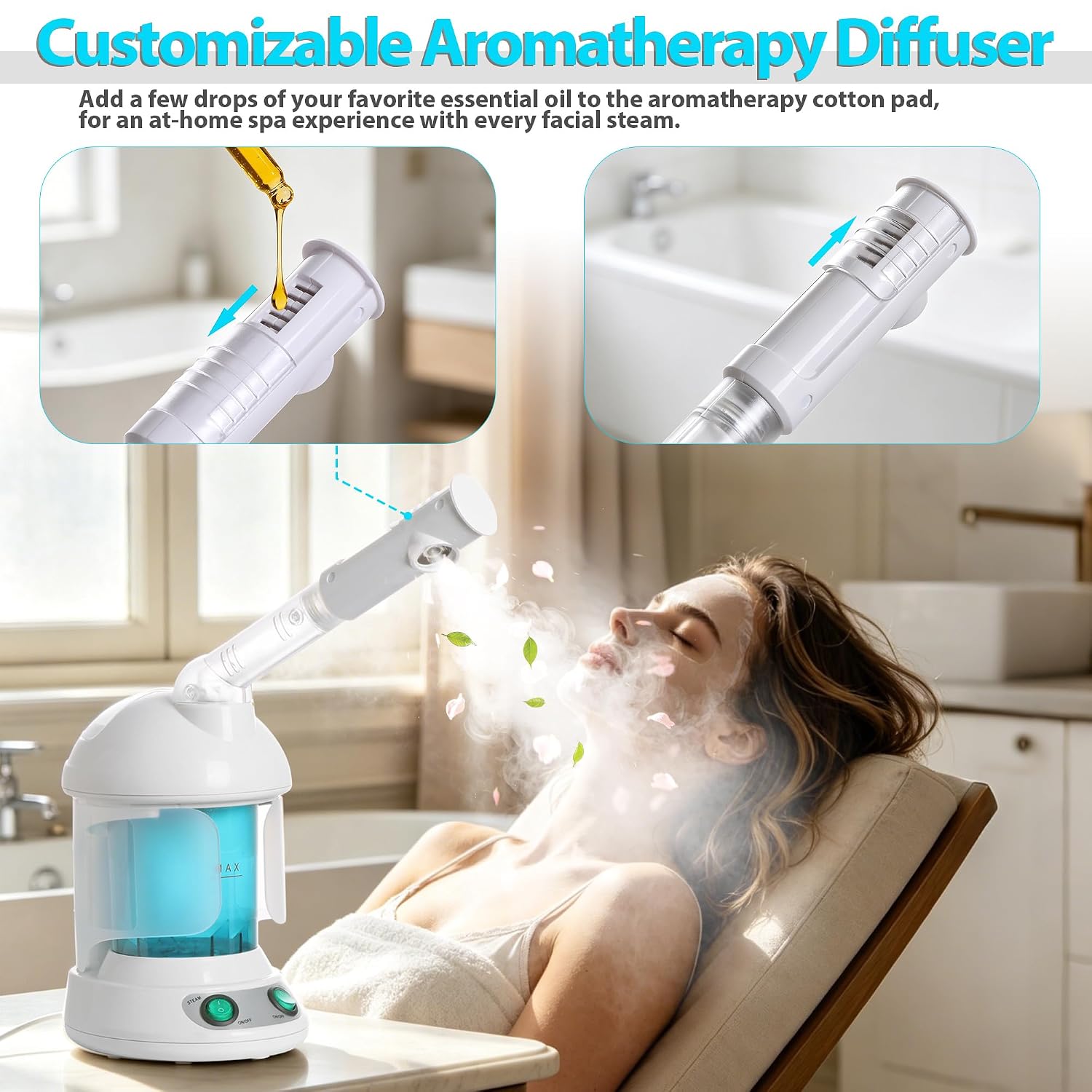 SUPER DEAL Hair Steamer PRO 3 in 1 Multifunction Ozone Facial Steamer with Bonnet Hood Attachment