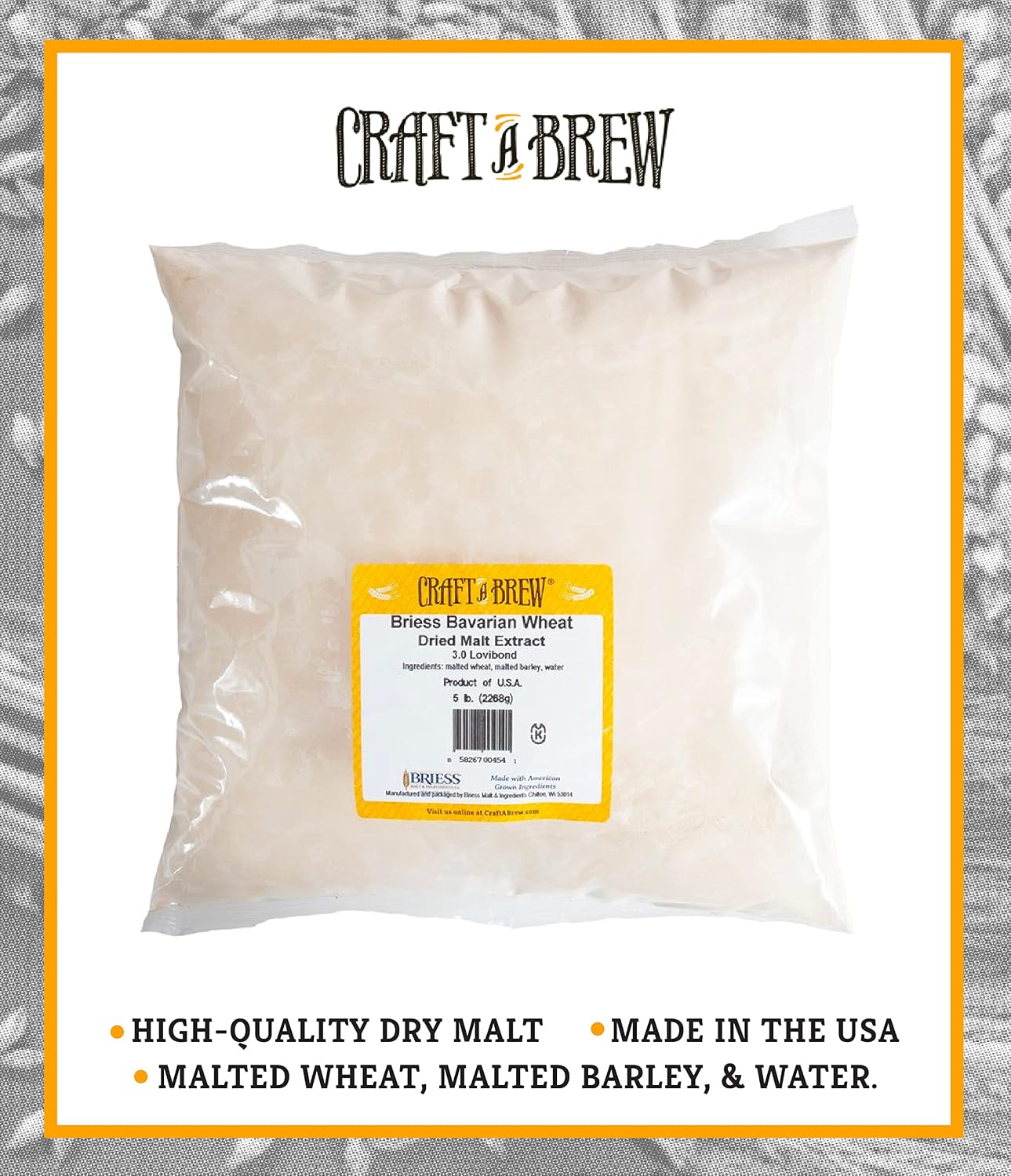 Craft a Brew - Dry Malt Extract for Brew Kit -5 Pounds Bavarian Wheat - All Purpose Base Extract - For Any Beer Style - Effective Fermentation