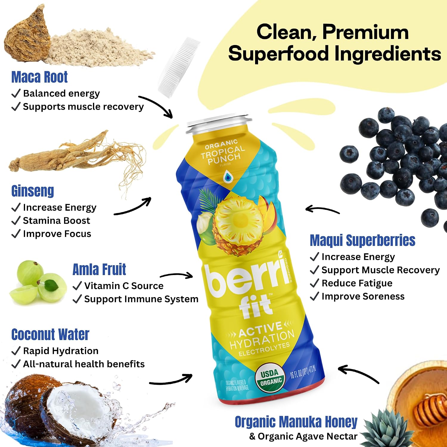 Berri Fit Hydration, 4ct, Organic Dragon Fruit Flavor Natural Sports Drink