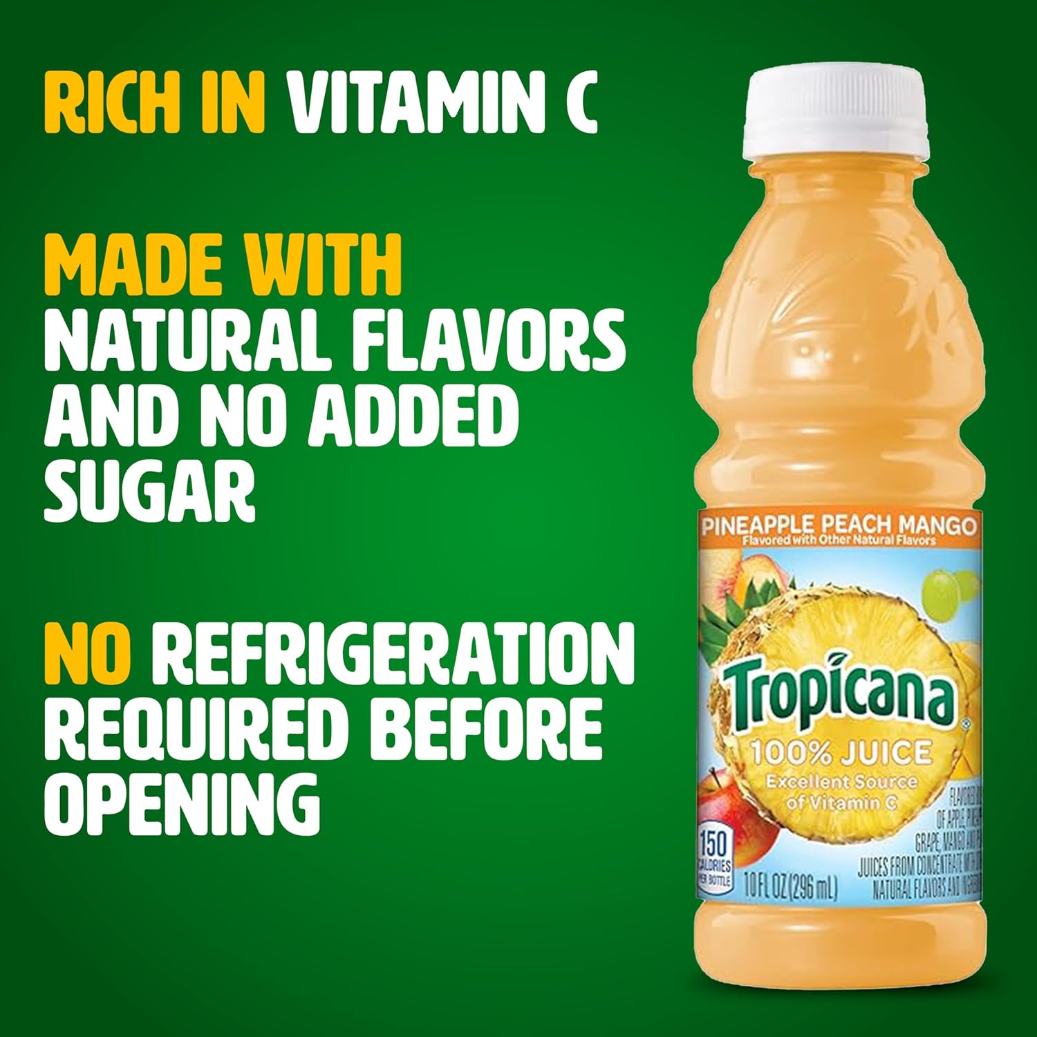 Tropicana Pineapple Peach Mango 100% Juice, 24-pack, 10 fl oz bottles