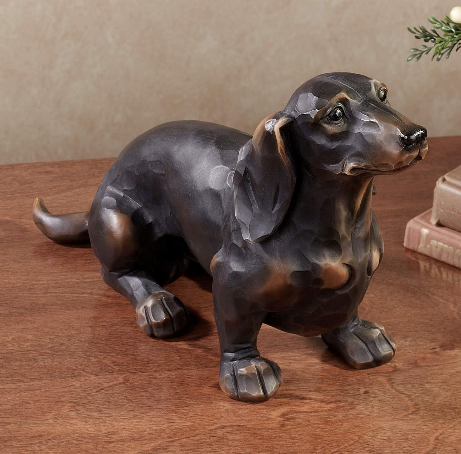 Touch of Class Morning Walk Dachshund Table Sculpture - Resin - Black, Grown - Weiner Dog Statue for Bedroom, Living Room, Office, Garden, Patio
