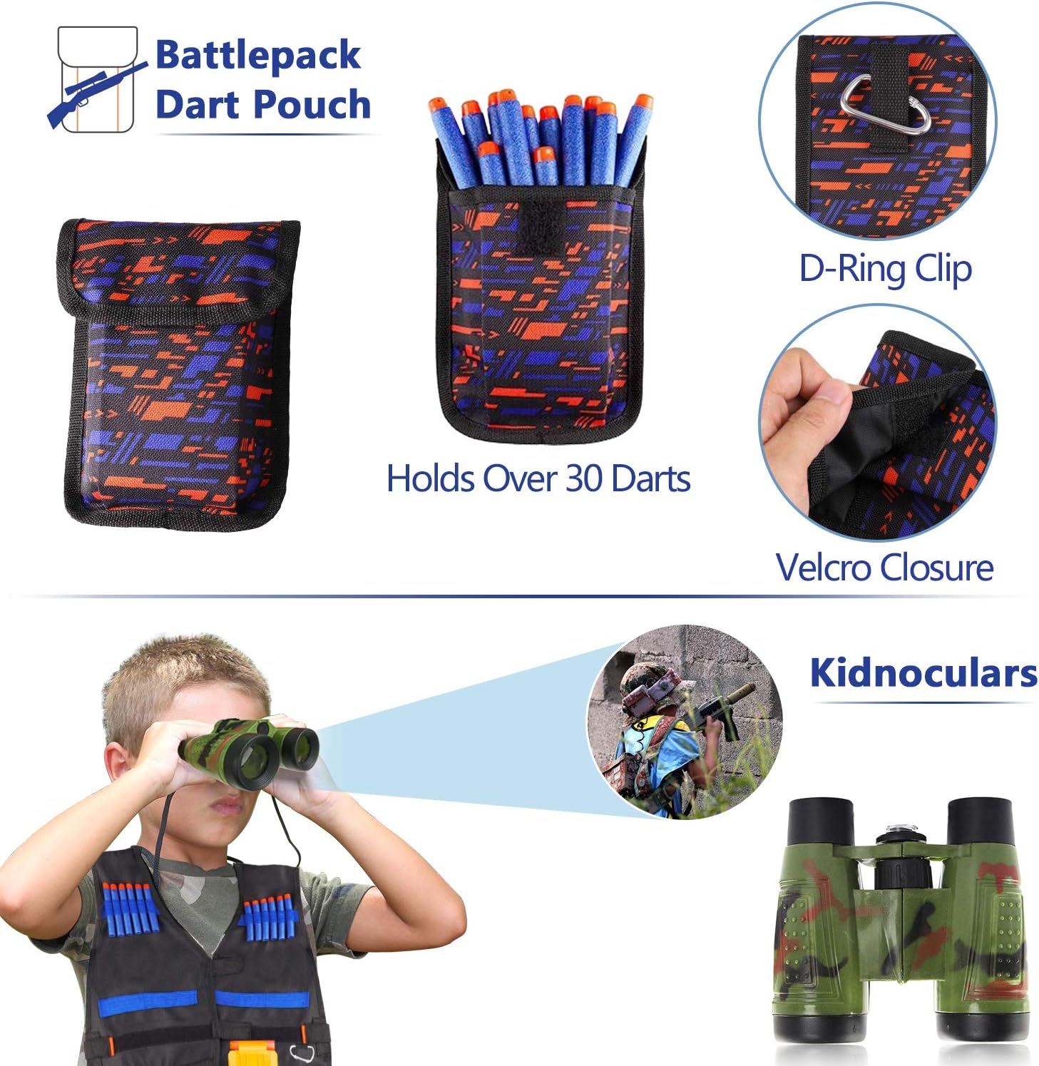 2 Pack Kids Tactical Vest Kit for Nerf Guns Game N-Strike Elite