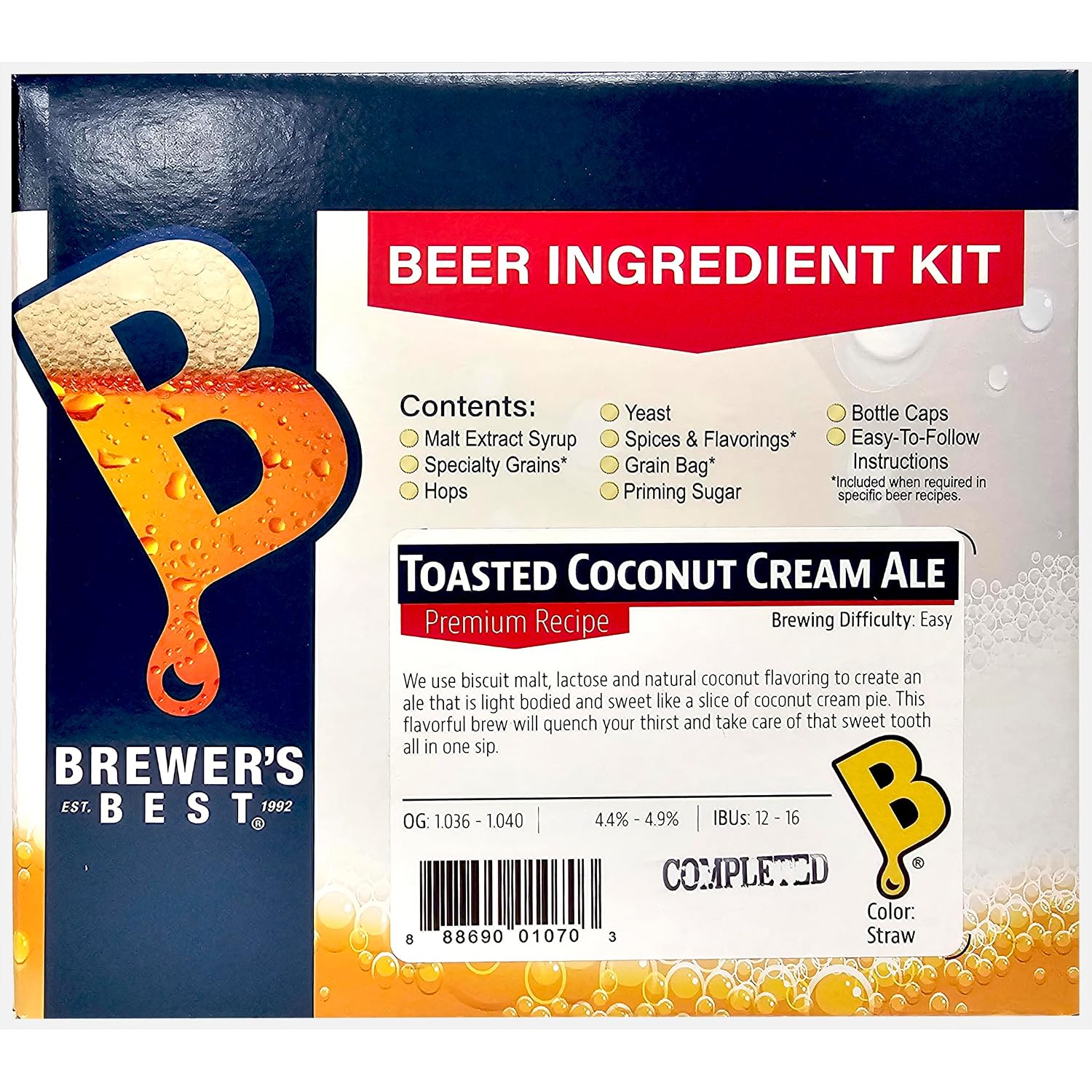 Brewer's Best Home Brew Beer Ingredient Kit -5 Gallon(Toasted Coconut Cream Ale)