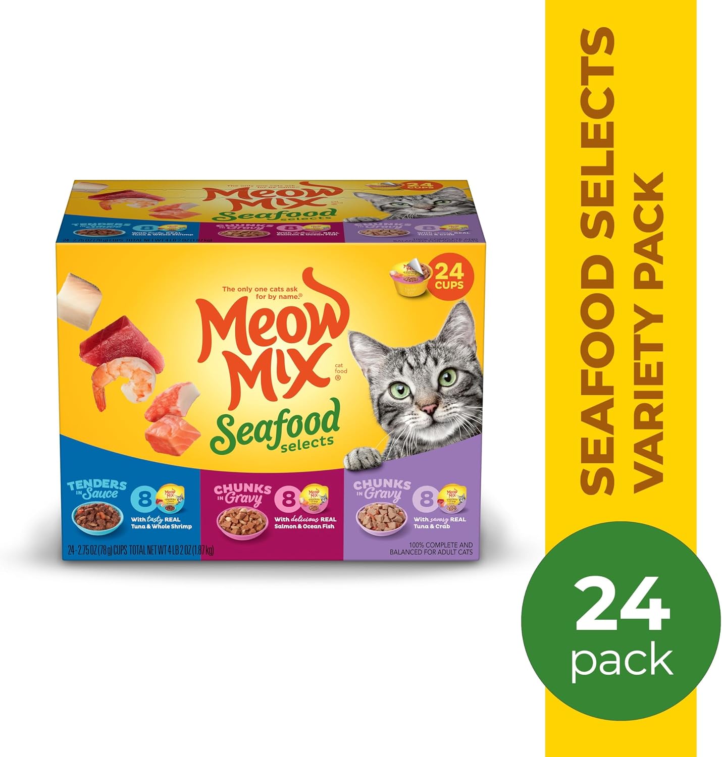 Meow Mix Seafood Favorites, Wet Food Variety Pack, 12 Cups