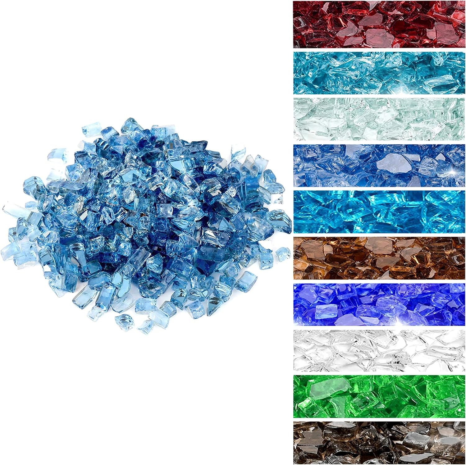 Onlyfire 10 lbs Fire Glass Rocks for Gas Propane Fire Pit and Fireplace
