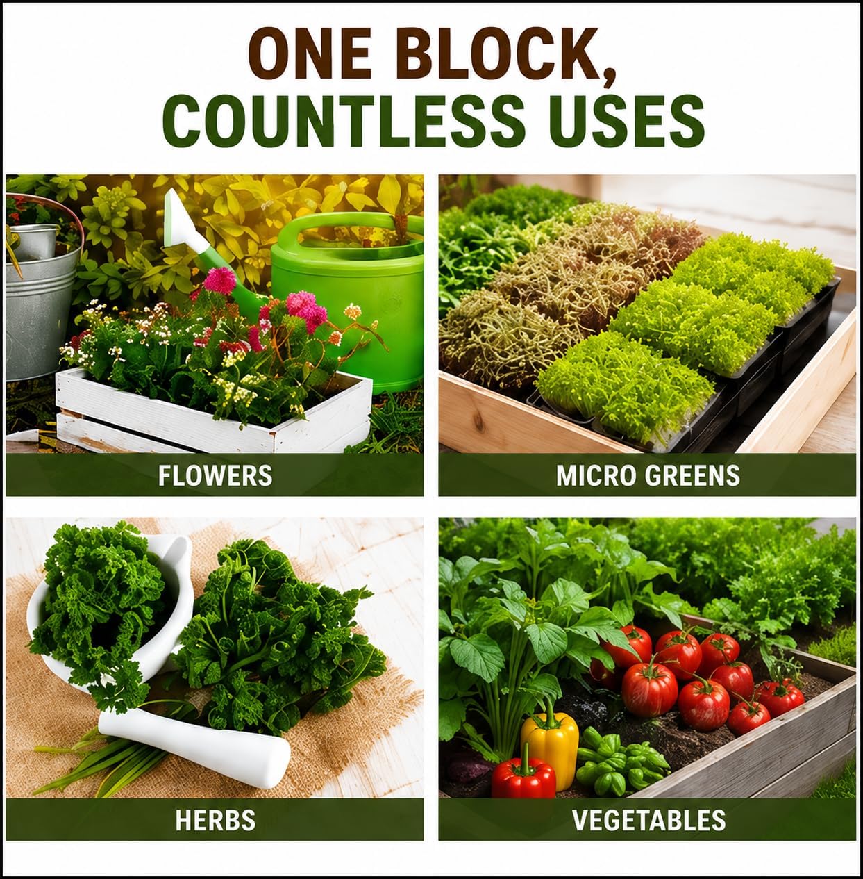 UBICON Organic Coco Coir Growing Medium 11 Pound Block | Expands to Approximately 20 Gallons | Ideal for Gardens and Raised Beds | Excellent