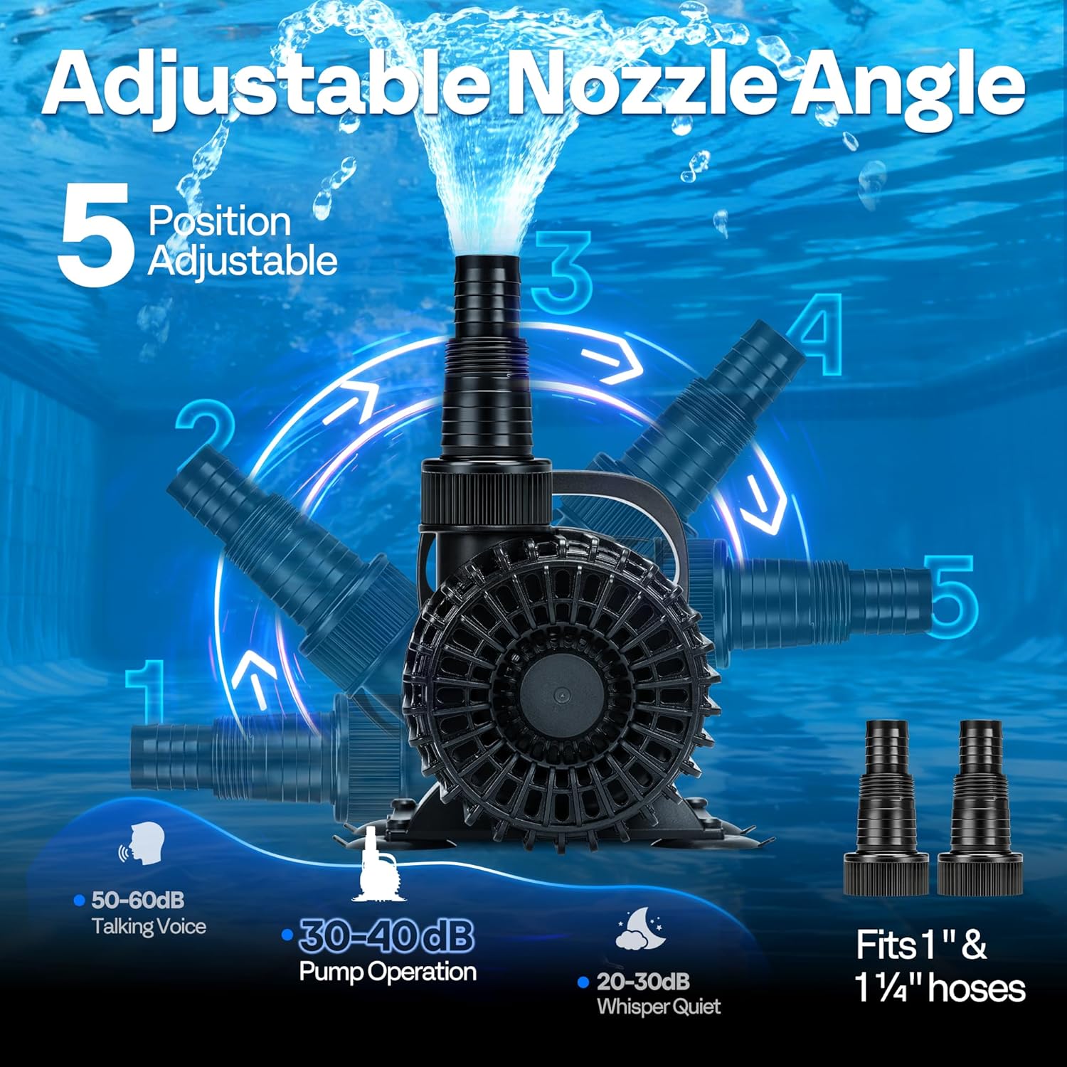 VIVOHOME 100W Pond Pump, 1600GPH Submersible Water Pump for Koi Pond