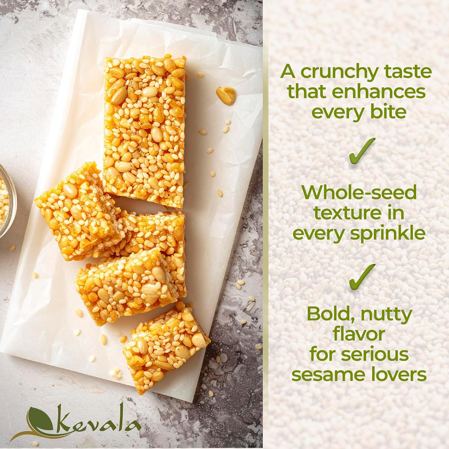 Kevala Raw Sesame Seeds Unhulled: 4 lb, Seeds for Cooking and Baking | Nutritious Snack for Clean Food Lovers, Topping for Pretzels and Bagels