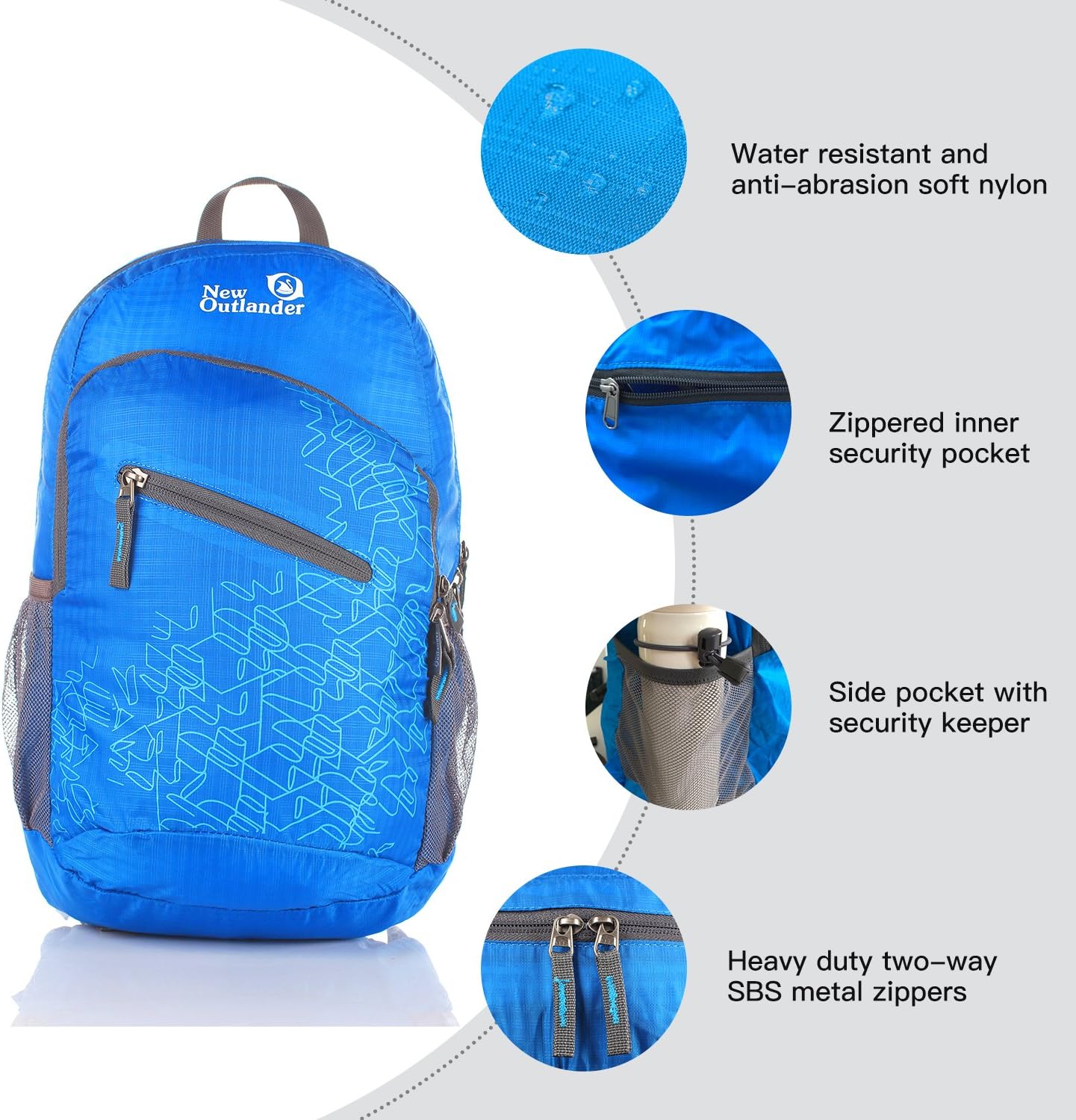 Packable Handy Lightweight Travel Hiking Backpack Daypack-Orange