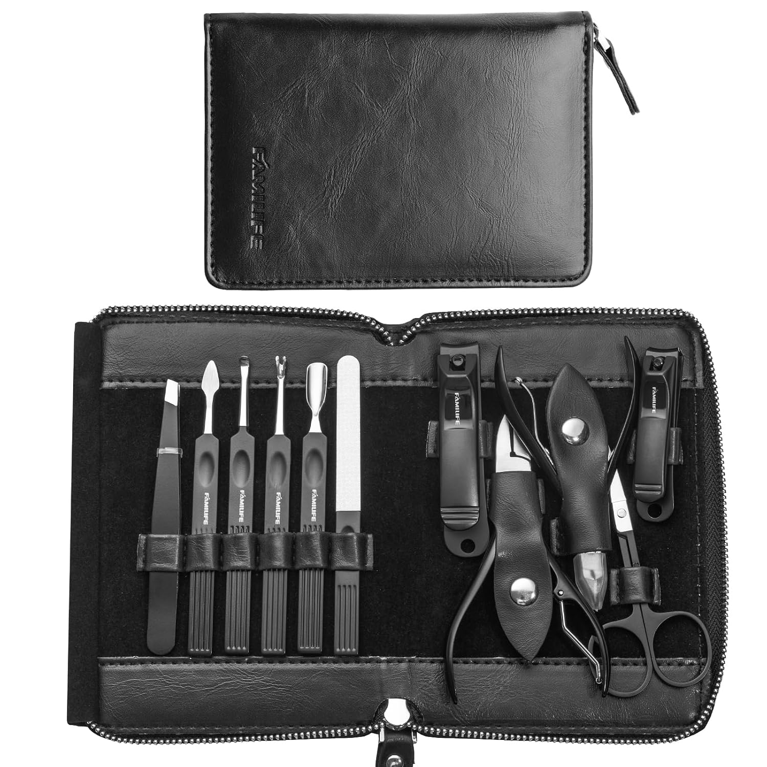 FAMILIFE Stainless Steel Manicure Set 11-in-1 Professional Nail Clipper Kit