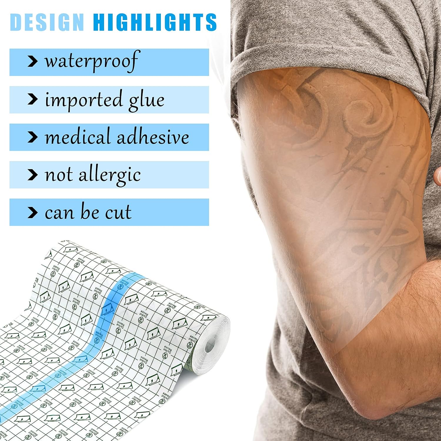 BBTO Transparent Waterproof Adhesive Dressing Bandage Tape, 6 x 197 Inch