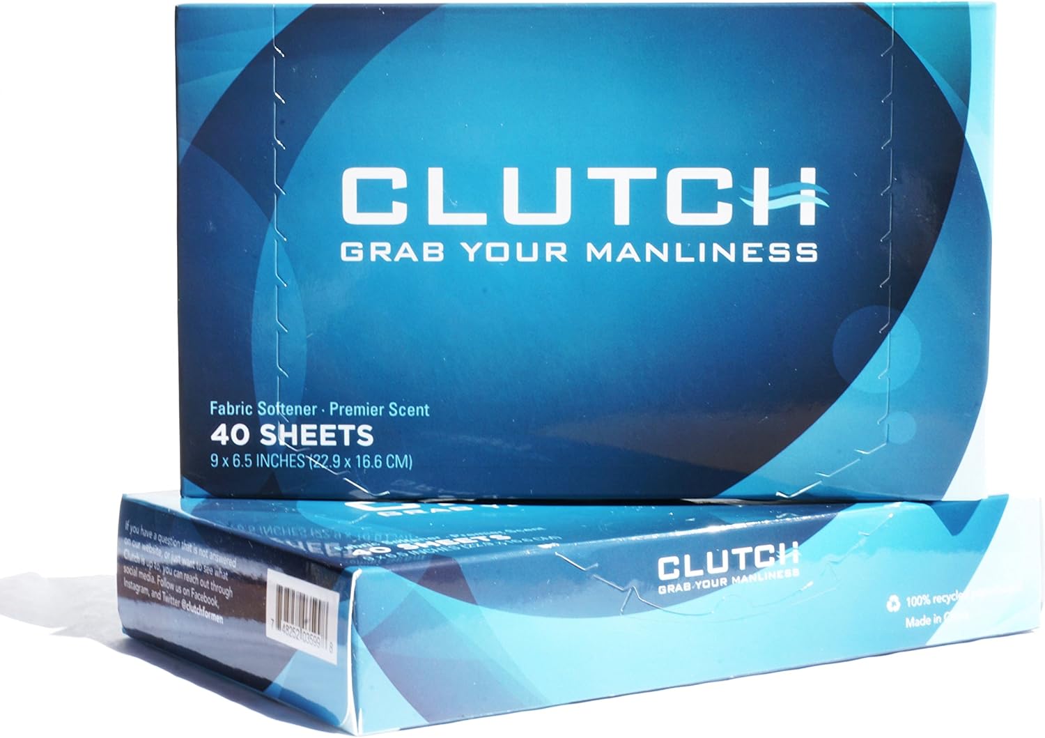 Clutch Men's Dryer Sheets, Fabric Softener for Men, 40 Count Box