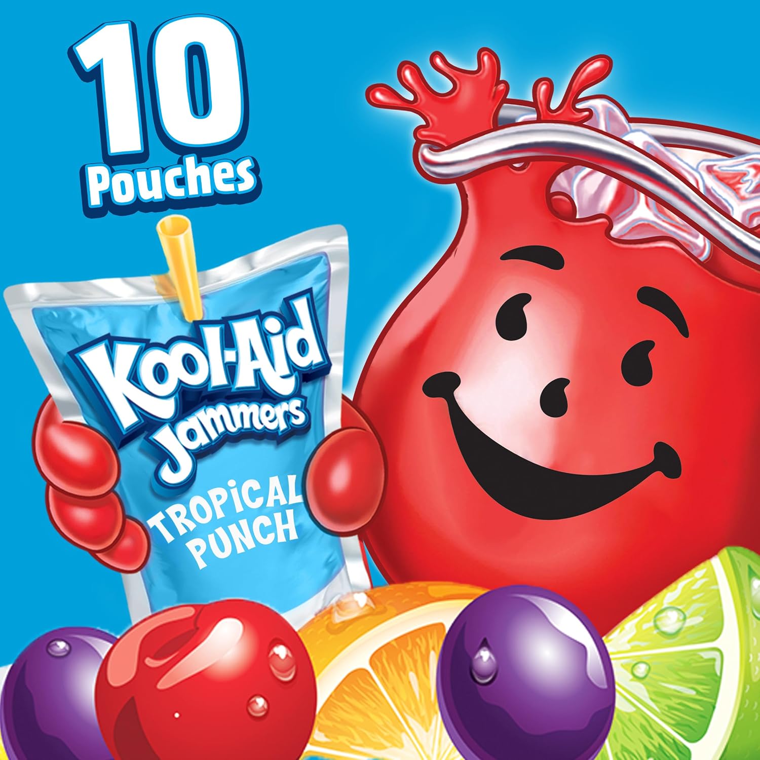 Kool-Aid Drink, 10 ct Box Tropical Punch Flavored, 6 fl oz Pouches | for Flavorful Hydration and Shareable Refreshment Good Source of Vitamin C, Caffeine Free Gluten Free
