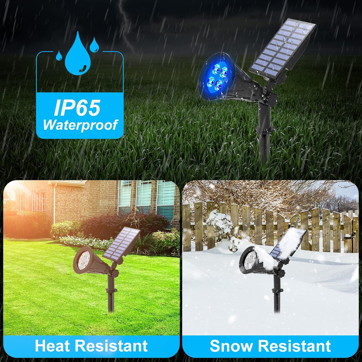 T-SUN Color Changing Solar Spot Lights Outdoor Waterproof, 7 LEDs, 2 Pack | 7 Color Changing Modes, IP65 Waterproof Dusk to Dawn Solar Uplights for Tree, Patio, Yard, Garden, Driveway, Pool Area