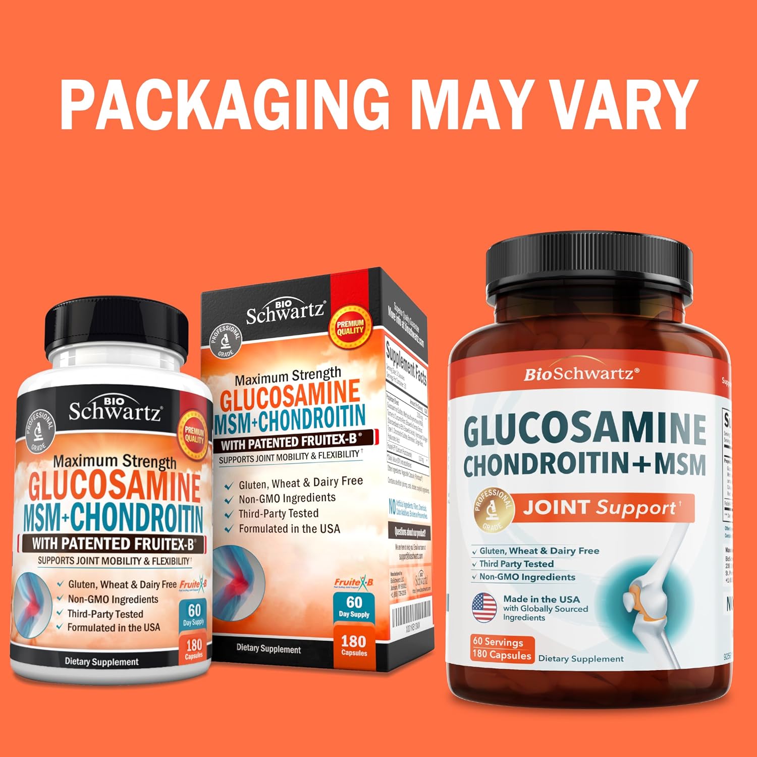 Glucosamine Chondroitin MSM Joint Support Supplement, 90 Capsules | Turmeric & Ginger, Hyaluronic Acid, Collagen, Glucosamine Chondroitin Sulfate for Joint Comfort, Gluten Free, Non GMO