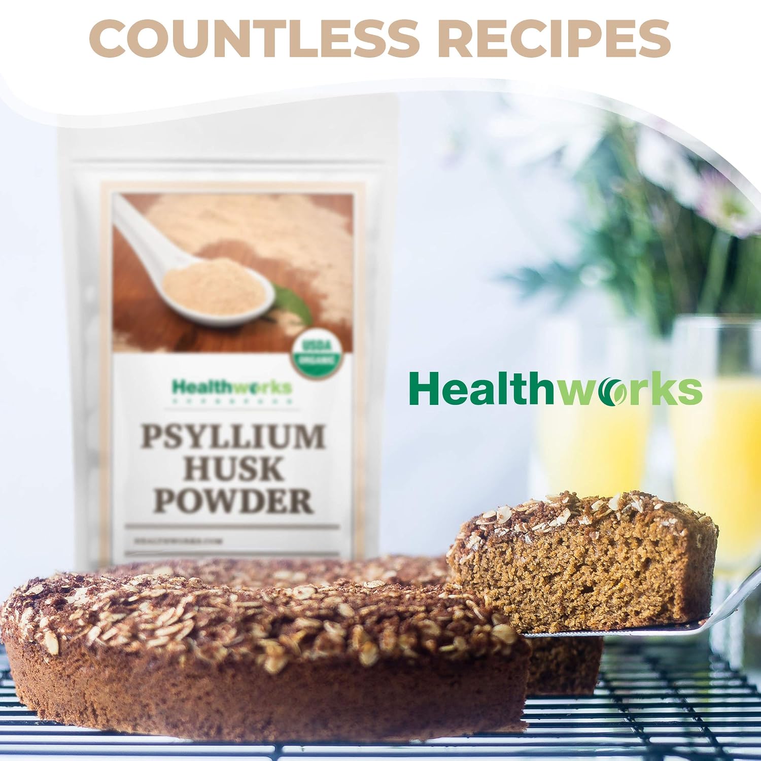 Healthworks Superfoods Organic Psyllium Husk Powder 2 lb Keto Soluble Fiber | Organic, Powder, 1 lb, Soluble Fiber, Digestive Support, Keto, Non-GMO, Vegan, For Gut Health, Prebiotic, Gluten-Free, Paleo