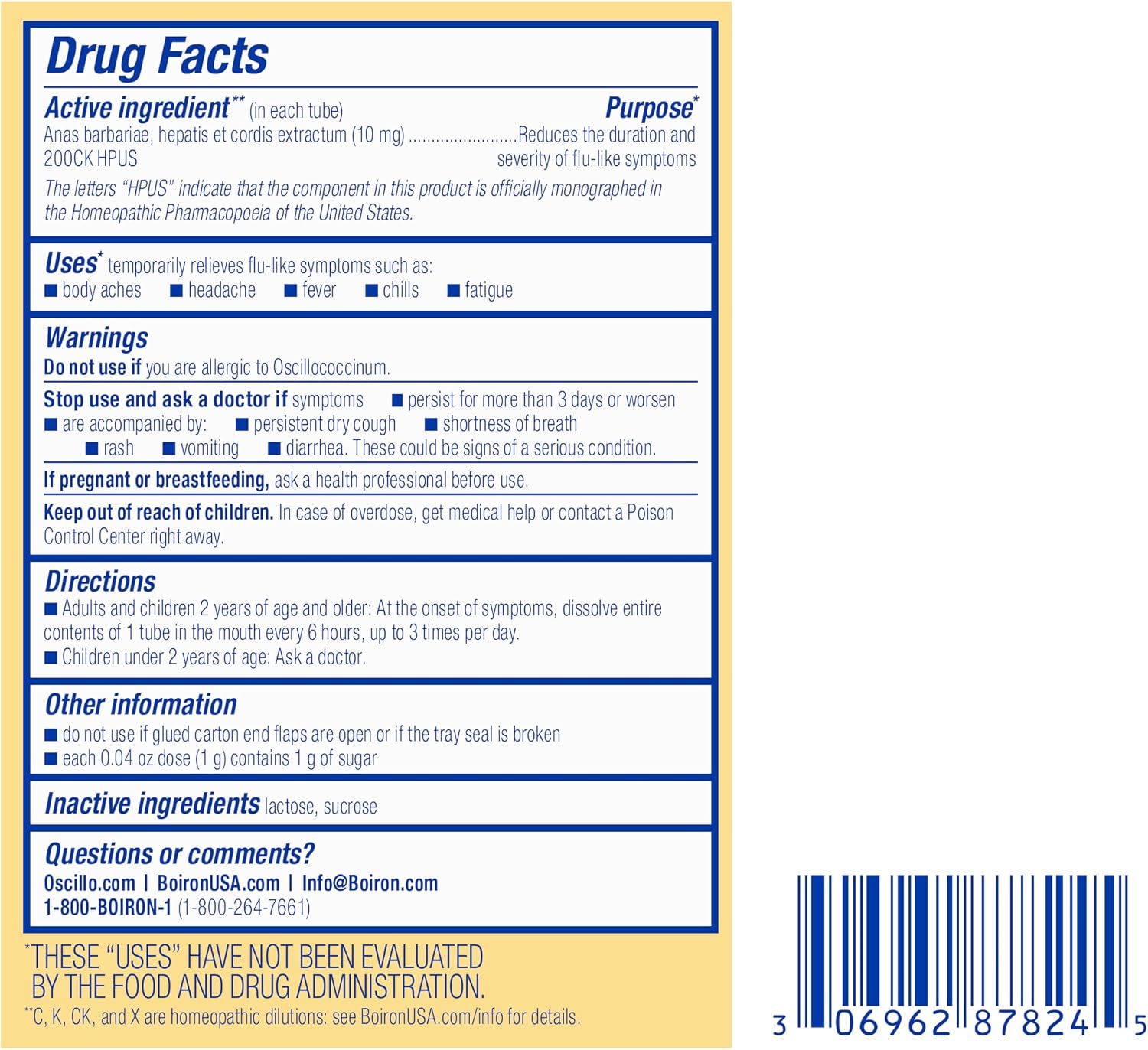 Boiron Oscillococcinum for Relief from Flu-Like Symptoms of Body Aches, Headache, Fever, Chills, and Fatigue - 30 Doses