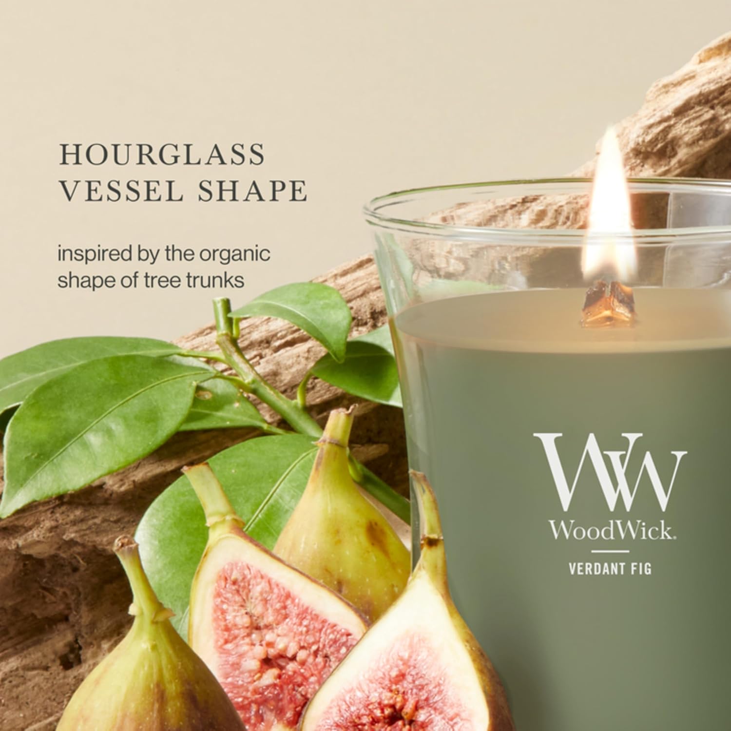 WoodWick Fireside Holiday Candle Gifts for Women and Men, 9.7 oz Medium Hourglass Candle with Crackling Wick