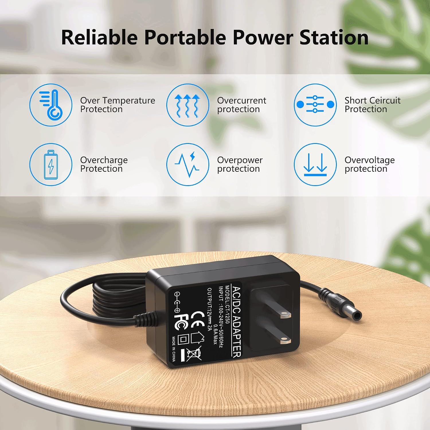 12V Power Cord Compatible with Soclean 2 CPAP Power Supply PNA1210 Sanitizer Equipment