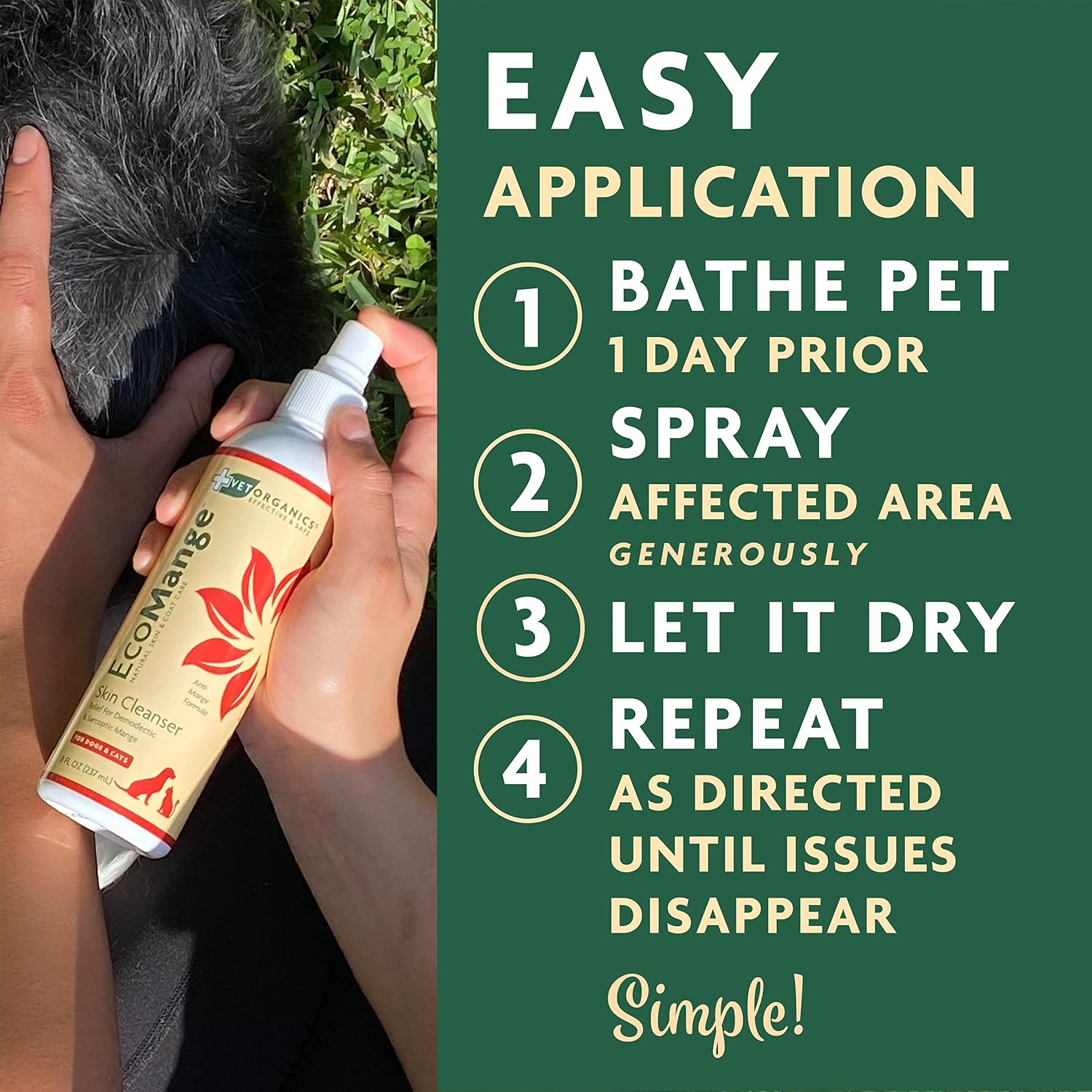 EcoMange Mange Relief for Dogs & Cats – 8 Oz. Cat & Dog Itch Relief