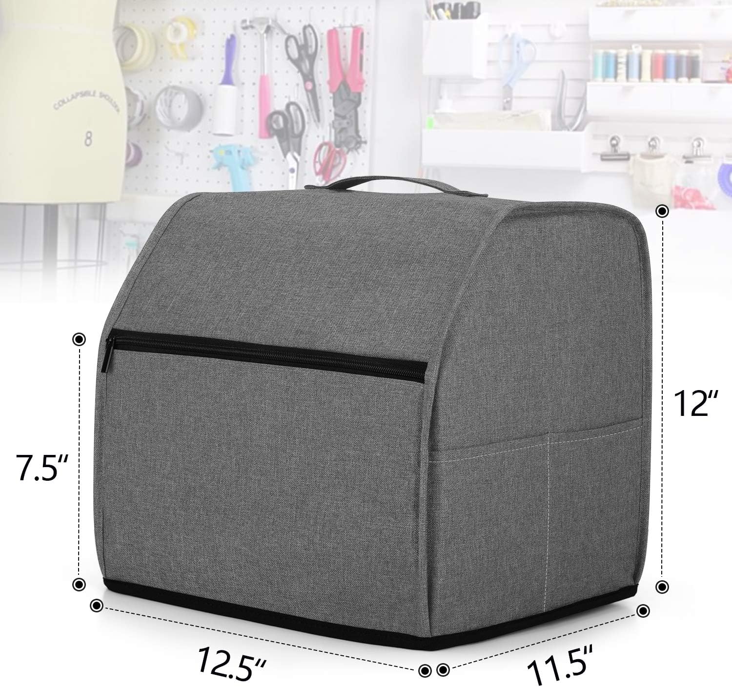 LUXJA Serger Machine Cover with Storage Pockets, Gray Dots