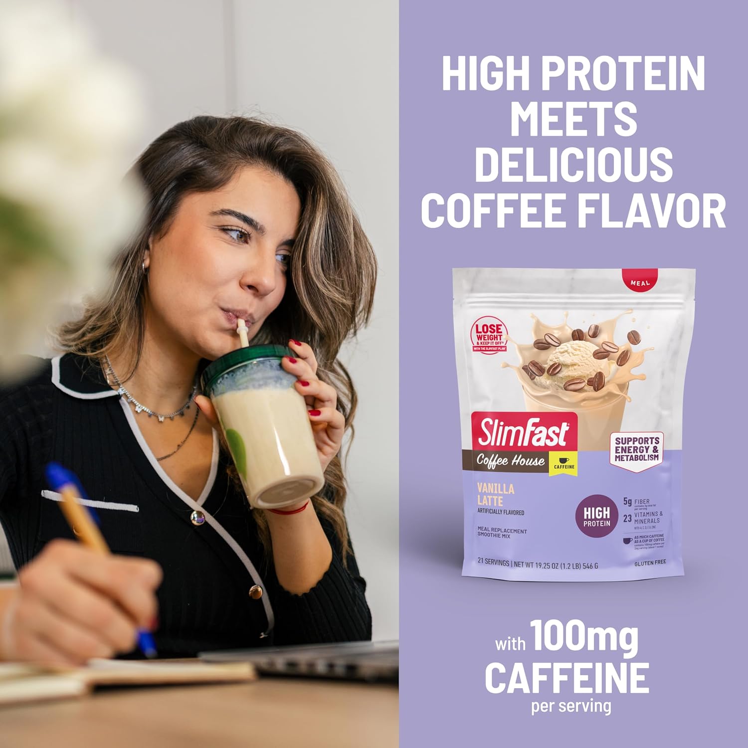 SlimFast High Protein Meal Replacement Shake Powder, 12 Servings (Pack of 2), Advanced Nutrition Smoothie Mix, Digestive Support, Gluten Free, Creamy Chocolate, 20g of Protein (Packaging May Vary)