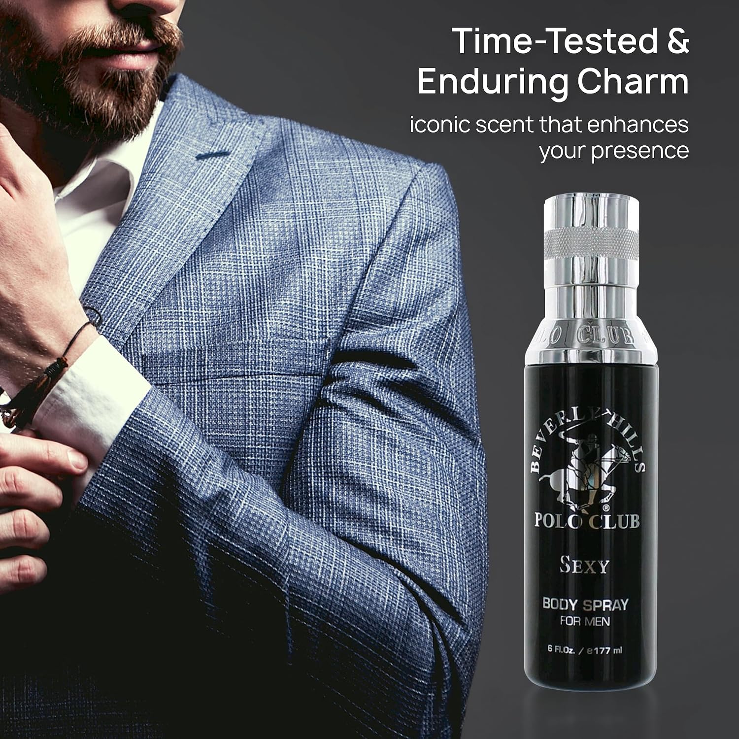 Beverly Hills Polo Club Body Spray for Men - BHPC Blaze - Fresh, Earthy with Notes of Cedar & Basil - Long Lasting Body Mist Cologne Scent - Ideal Gift for Him, 6oz