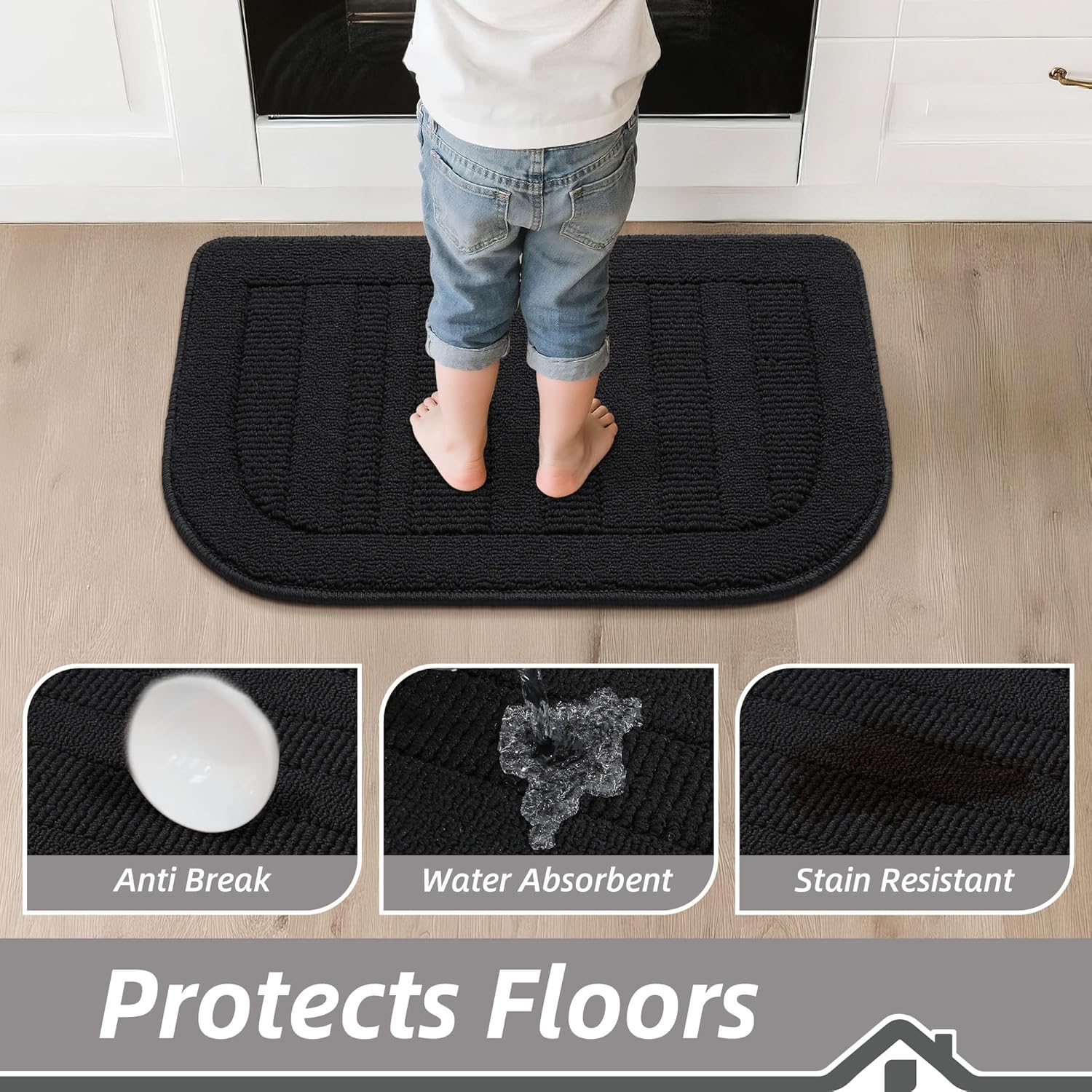 BEQHAUSE 30x18 Inch Kitchen Rugs Non Slip Washable Kitchen Sink Rug, Green