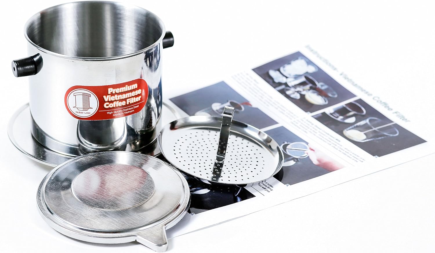 Vietnamese Drip Coffee Maker Filter. Single Cup Serve. Inox. 6 oz Small Stainless Steel