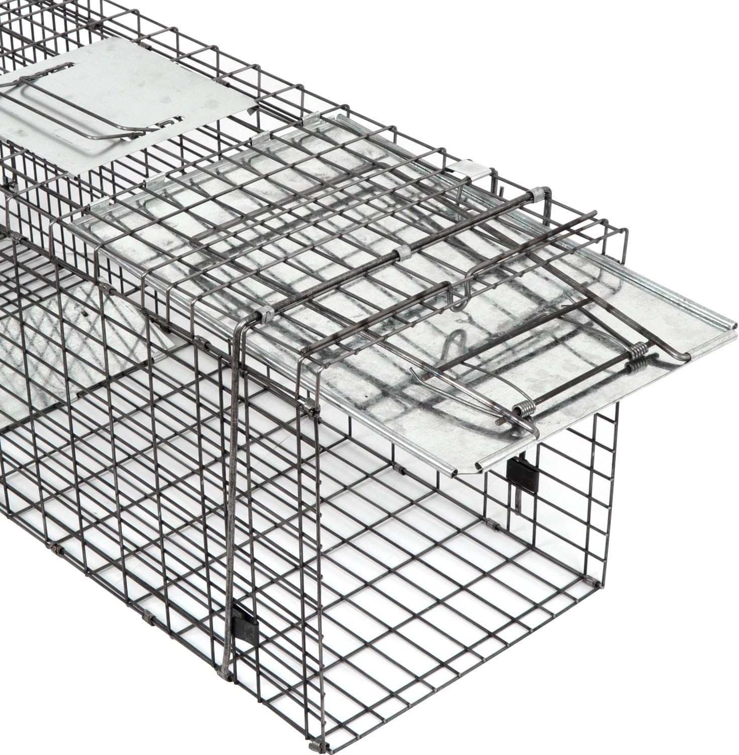 24" x 7.5" x 8" Small Live Animal Trap Steel Cage Catch and Release One Door Humane Rodent Cage Trap for Little Rabbits/Stray Cats/Squirrel/Skunk/Mink/Opossum Outdoor Animals