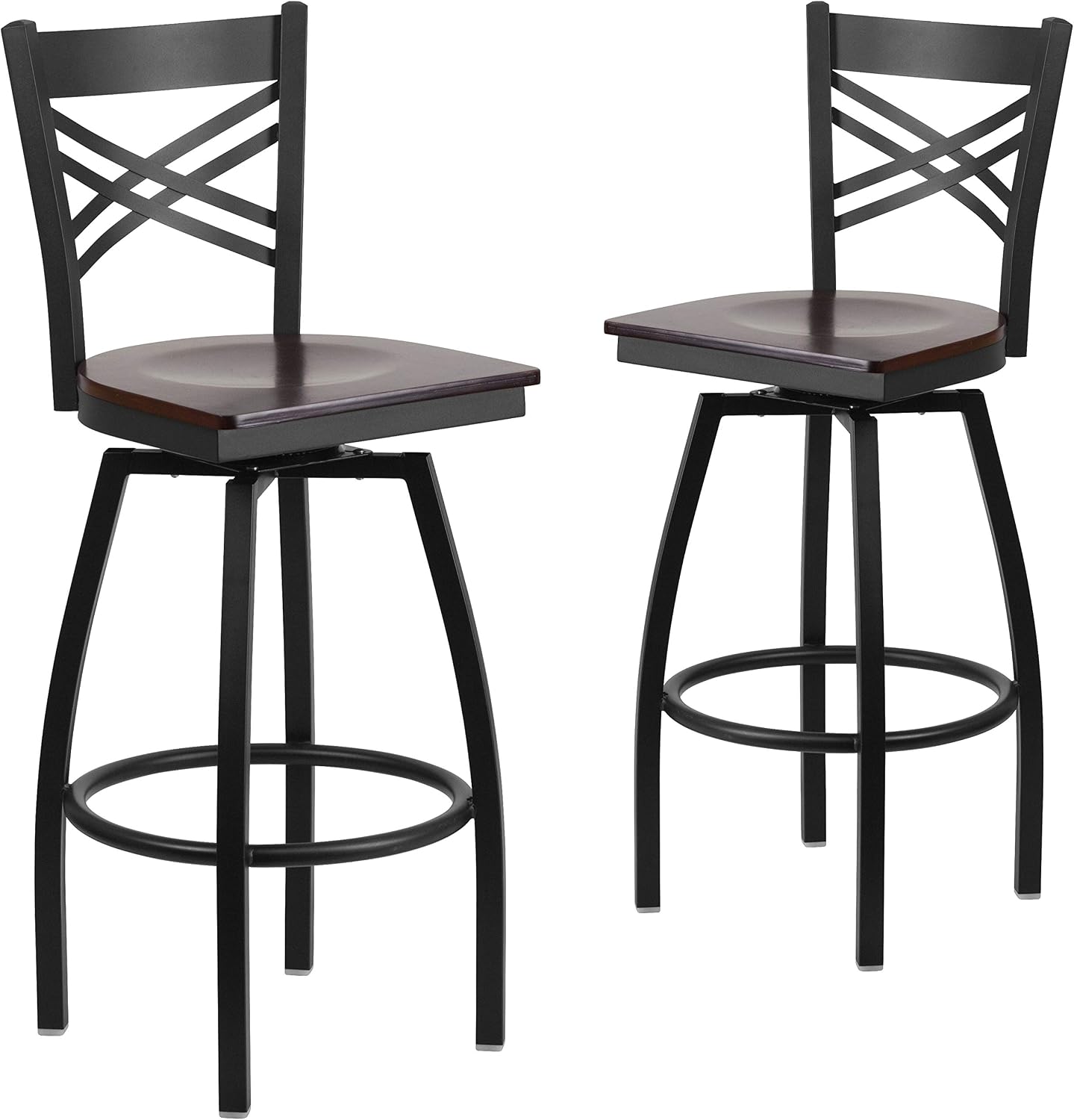 Flash Furniture Hercules Series "X" Back Metal Restaurant Barstool, Modern Upholstered Armless Bar Height Chair for Restaurants and Kitchens, Black | X Back Style, Vinyl Upholstery, Durable Construction, Commercial Use