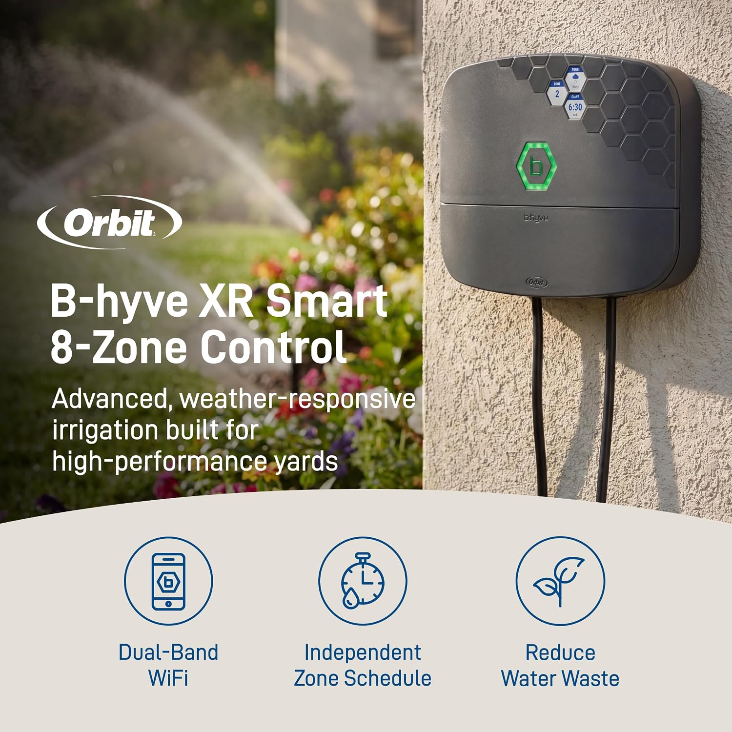 Orbit B-hyve XR Smart Sprinkler Timer - 8-Zone - WiFi-Enabled Indoor/Outdoor Irrigation Controller - App Control - Weatherproof Watering System