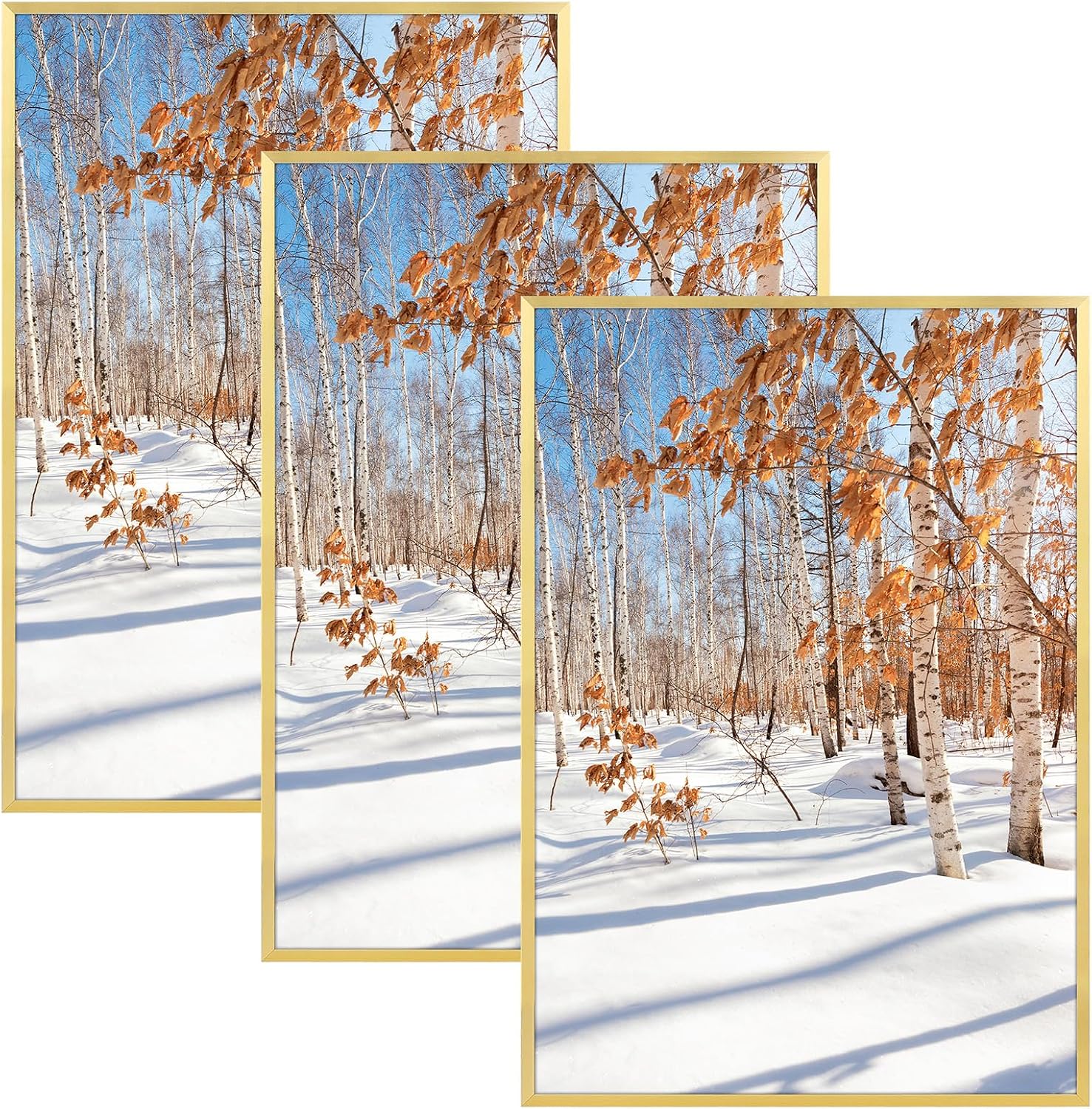 Golden State Art 3 Pack 12x12 Black Aluminum Frames, Real Glass Fronts