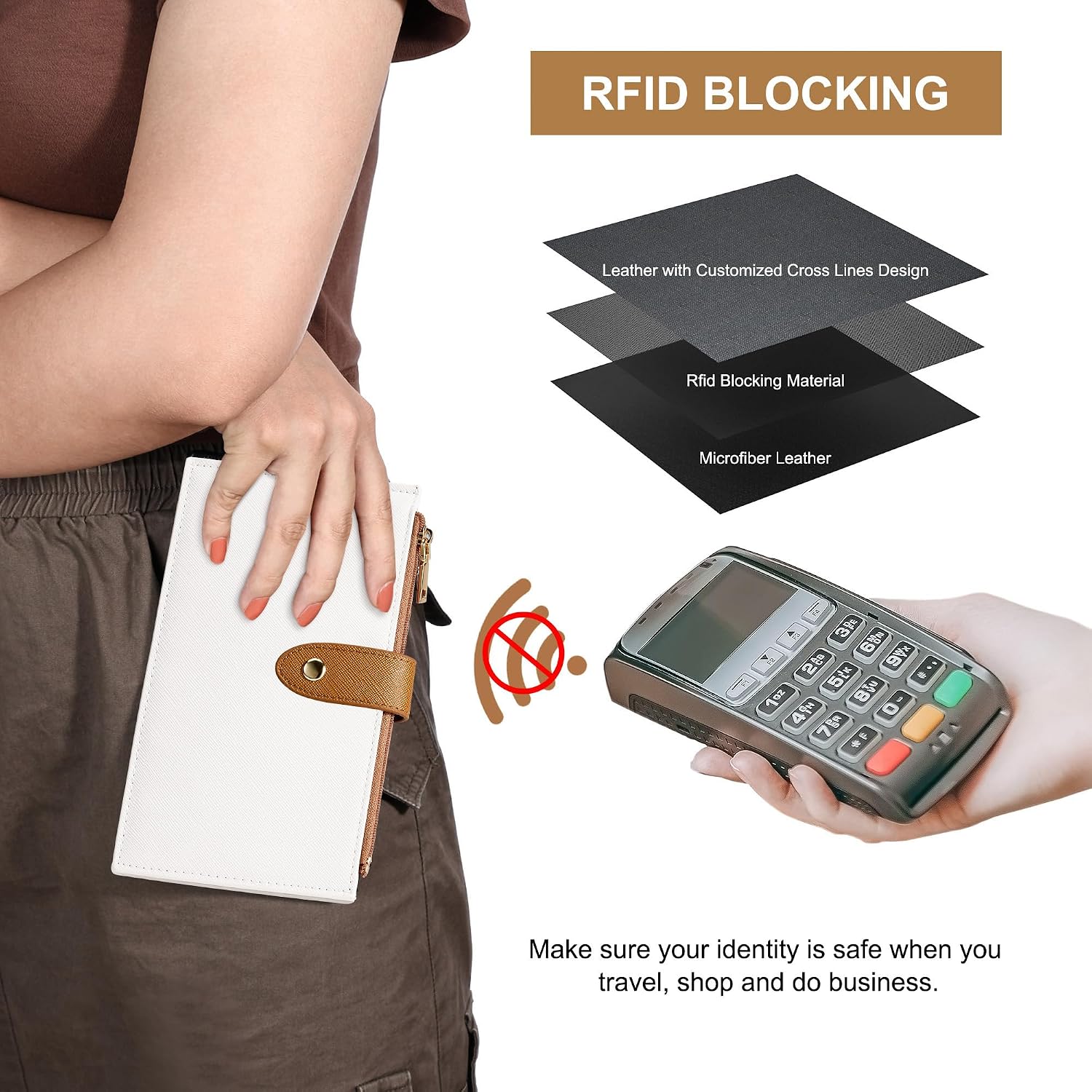 Travelambo RFID Wallet Women Large Size Bifold Multi Card Wallet Case with Zipper Pocke Credit Card Holder for Women