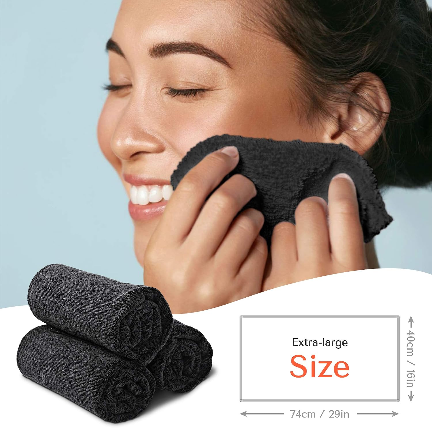 TASALON Microfiber Salon Hair Towels 10 Pack, 29" x 16" Ultra-Soft - Black