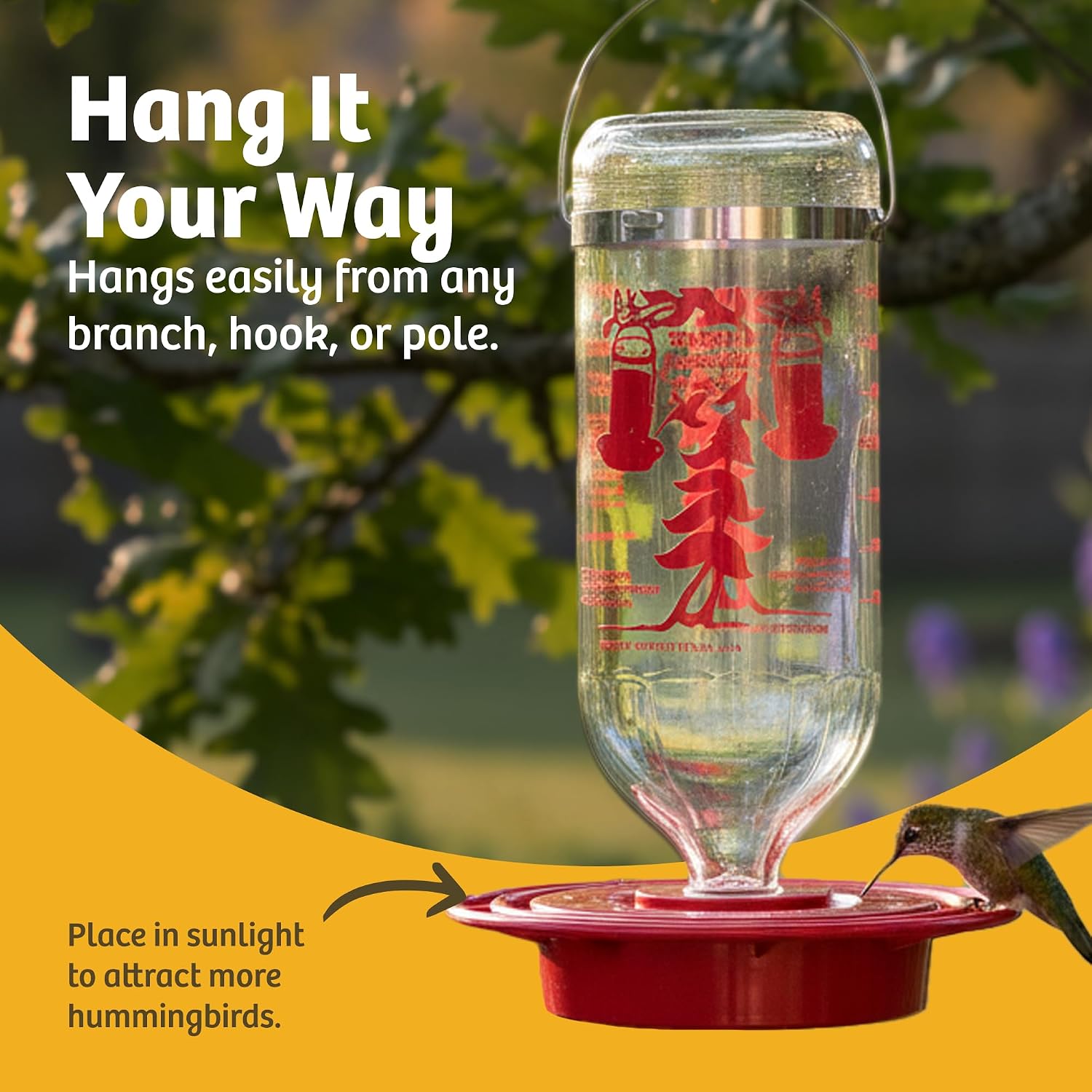 Birds Choice Best-1 Hummingbird Feeder | 32oz Nectar Capacity | Clear | Wide-Mouth Bottle for Easy Filling and Cleaning, Multiple Feeding Ports