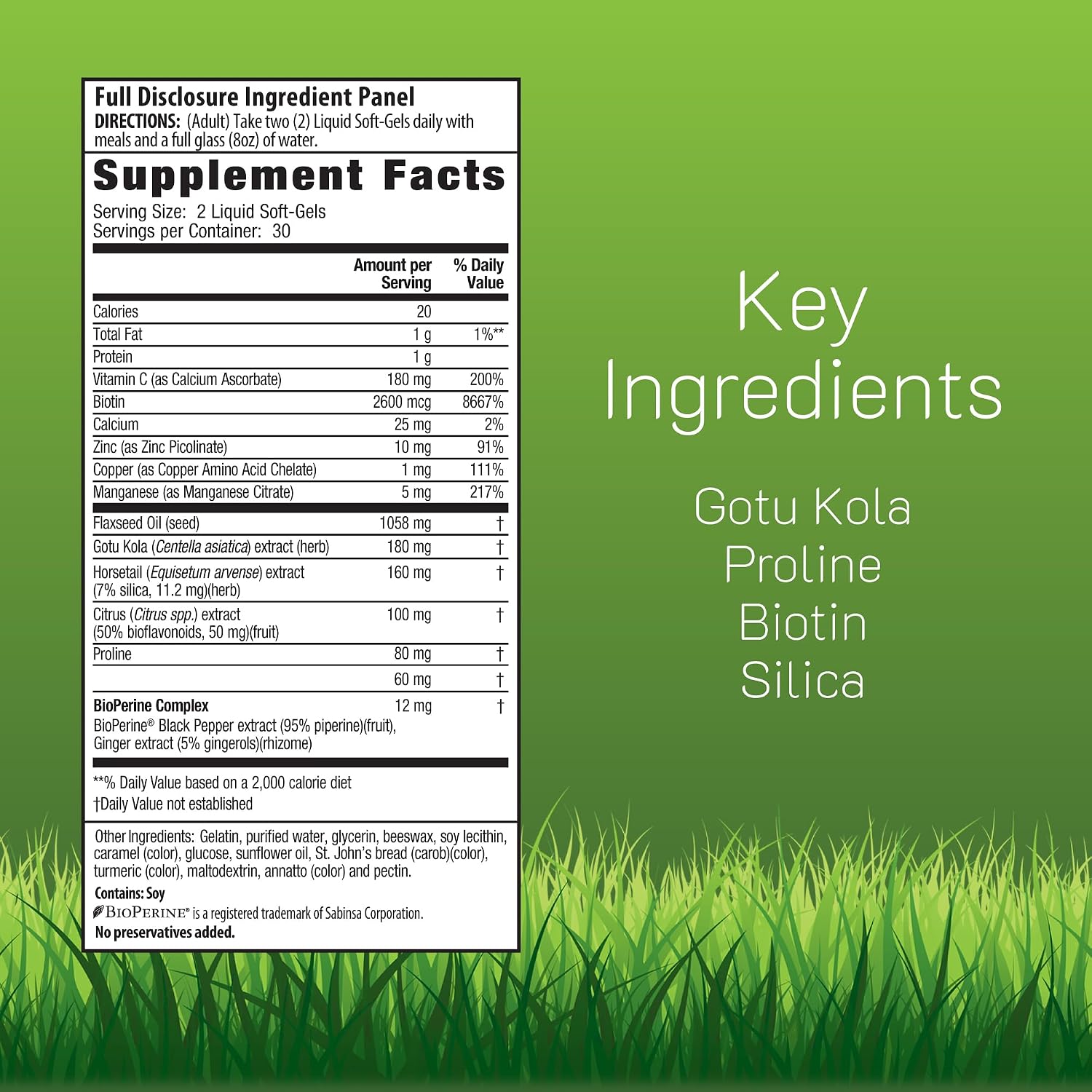 Irwin Naturals Longer, Stronger Hair and Nails - 120 Liquid Softgels - Promotes Vibrant Shine Texture & Strength - 60 Total Servings | Support Shine, Texture, Hair & Nail Strength | Biotin + Horsetail Silica | Connective Tissue Support | 120 Soft-Gels