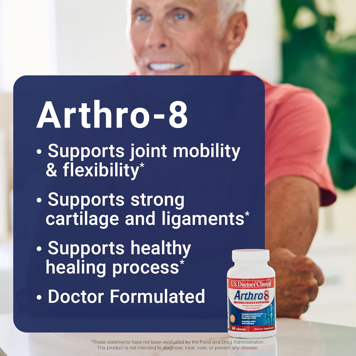 U.S. Doctors' Clinical Arthro-7 Joint Support Supplement - 60 Capsules | Clinically proven AR7 blend with turmeric, collagen, MSM & bromelain for healthy joints and mobility.* 60 capsules.