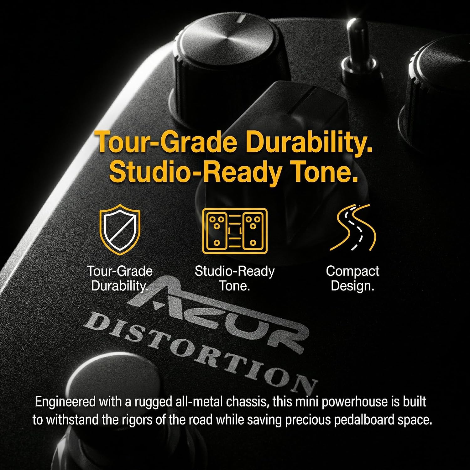 AZOR 5 Band Bass EQ Pedal, Aluminium Alloy True Bypass Equalizer Effect Pedal, Compact Mini Tone Control Pedal for Electric Bass Guitar