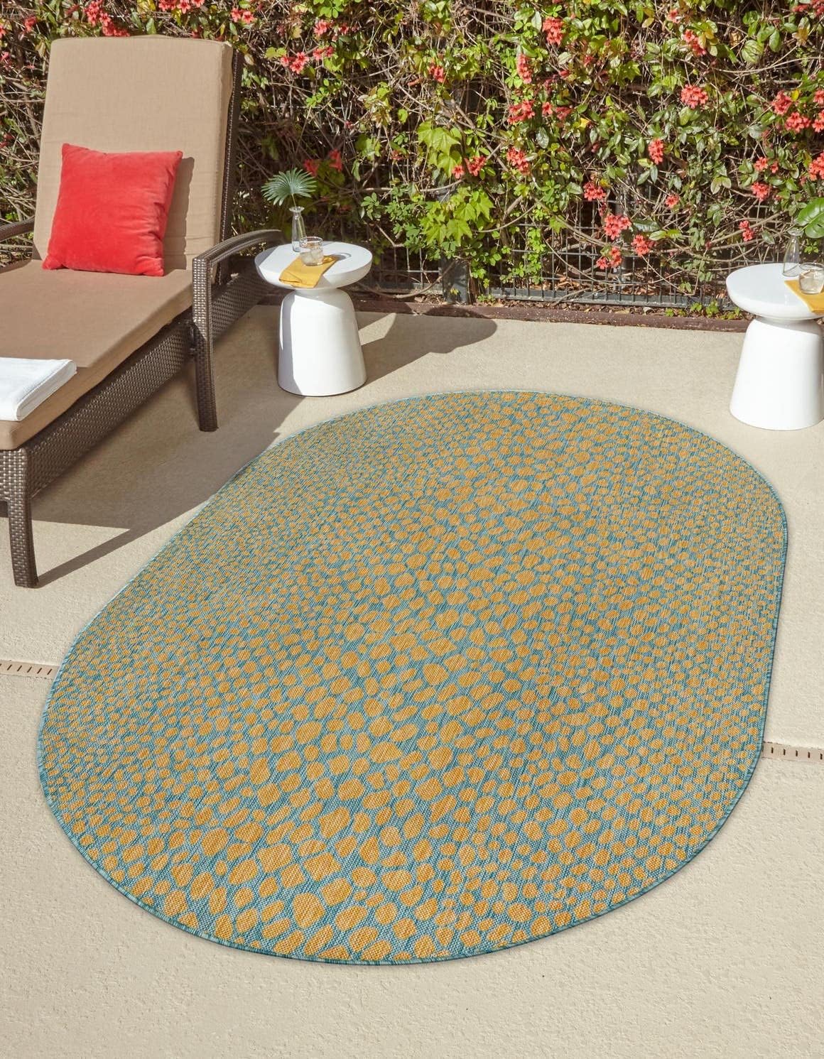 Unique Loom Outdoor Collection Area Rug - Cape Town (9' x 12' Rectangle, Blue/Ivory)