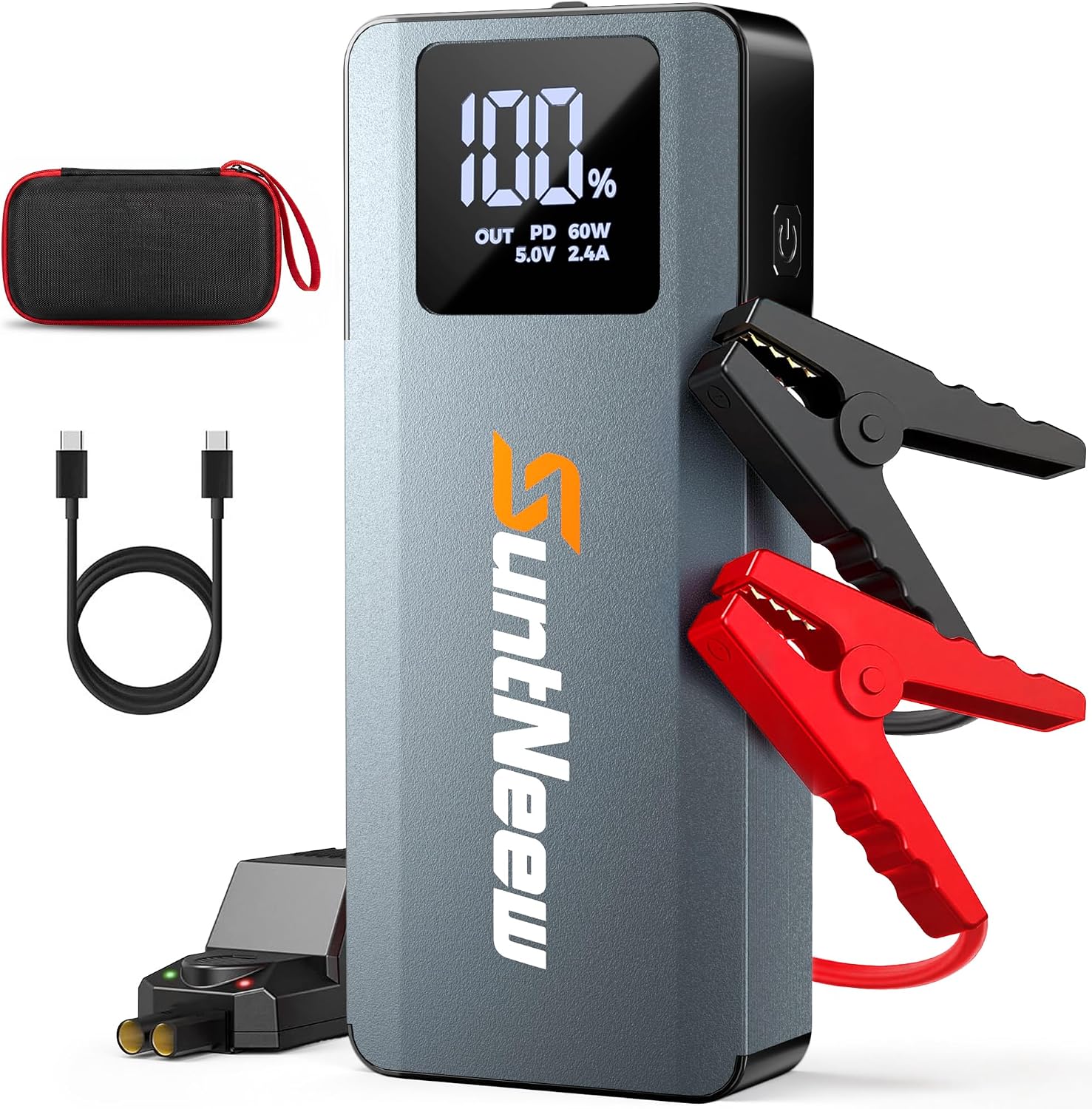 Jump Starter Power Bank 16000mAh, 12V Heavy-Duty Battery Booster for 8.0L Gas/6.5L Diesel Vehicles (Cars, Trucks, SUVs, ATVs)