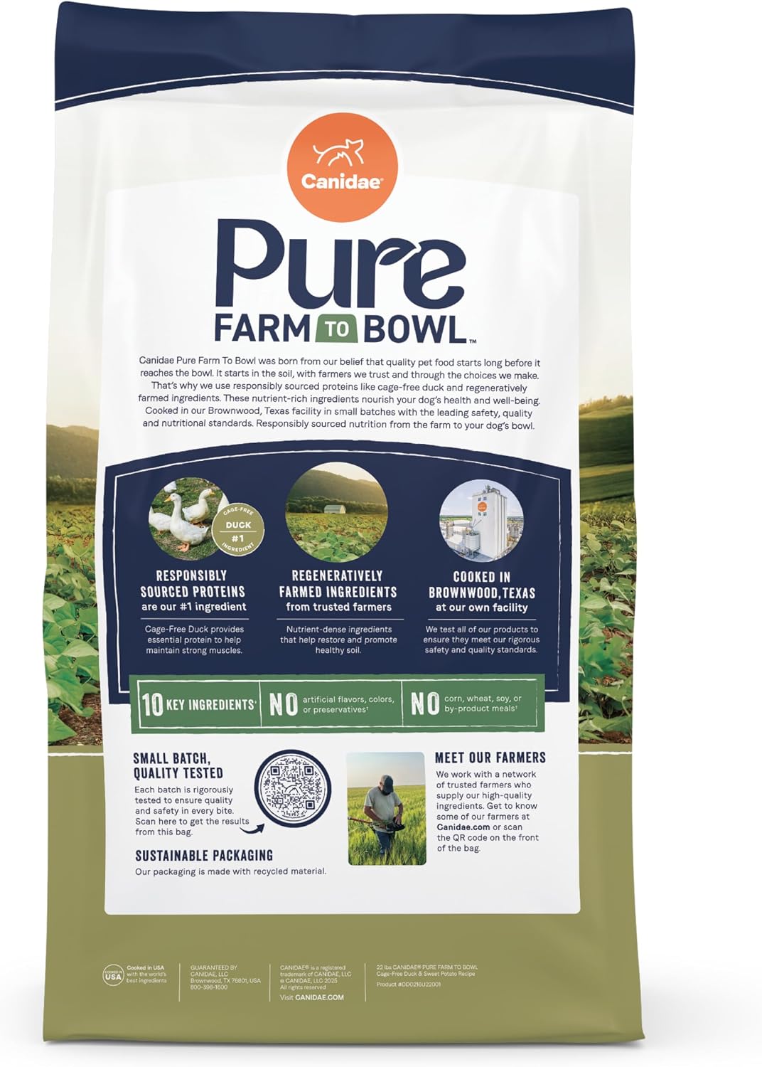 Canidae Pure Farm to Bowl Dry Dog Food - Balanced Nutrition for Adult Dogs - Limited Ingredient Formula - Grain, Wheat & Soy-Free - 22 lb - Wild-Caught Salmon & Sweet Potato Recipe