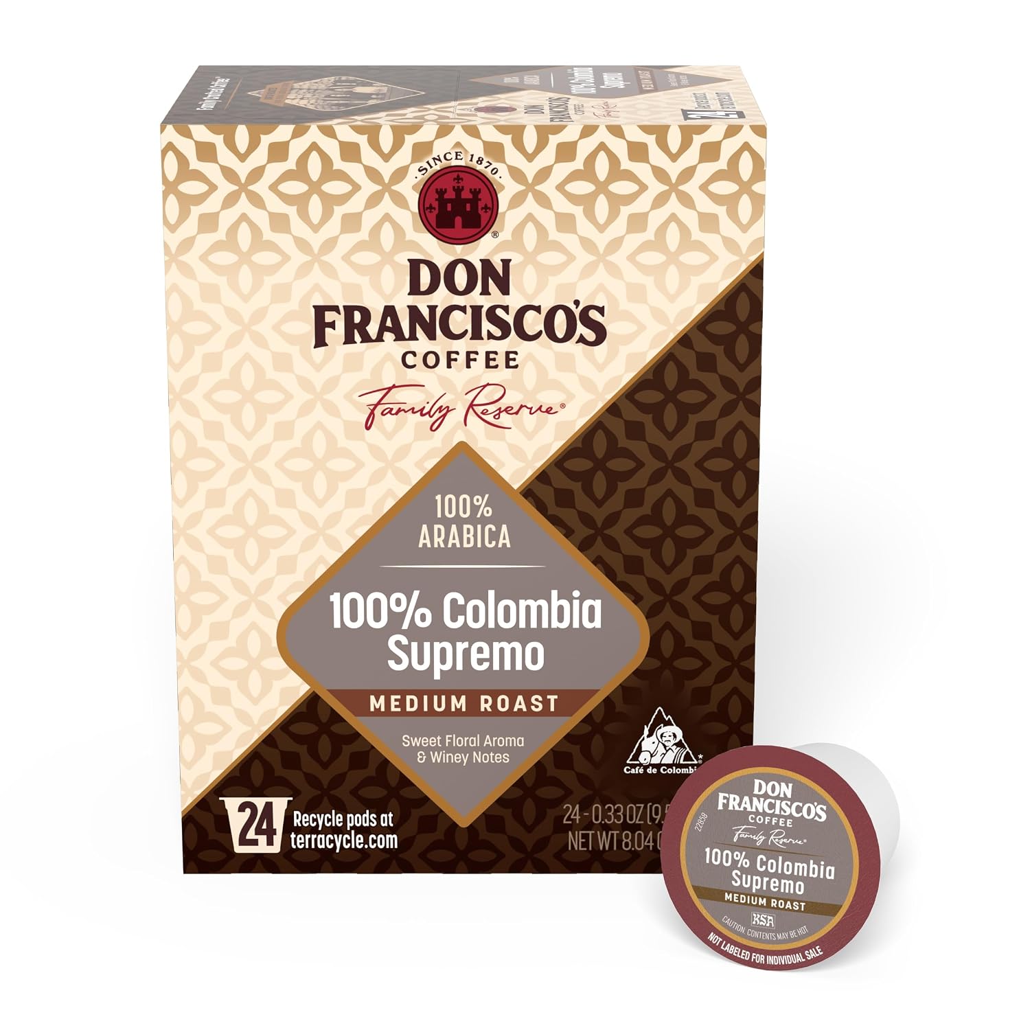 Don Francisco's Kona Blend Single Serve Coffee Pods, Medium Roast, 24ct | Compatible with Keurig Coffee Pod Brewers, 100% Arabica Coffee, Convenient Single Serve Brewing, Fresh Brew in Every Cup