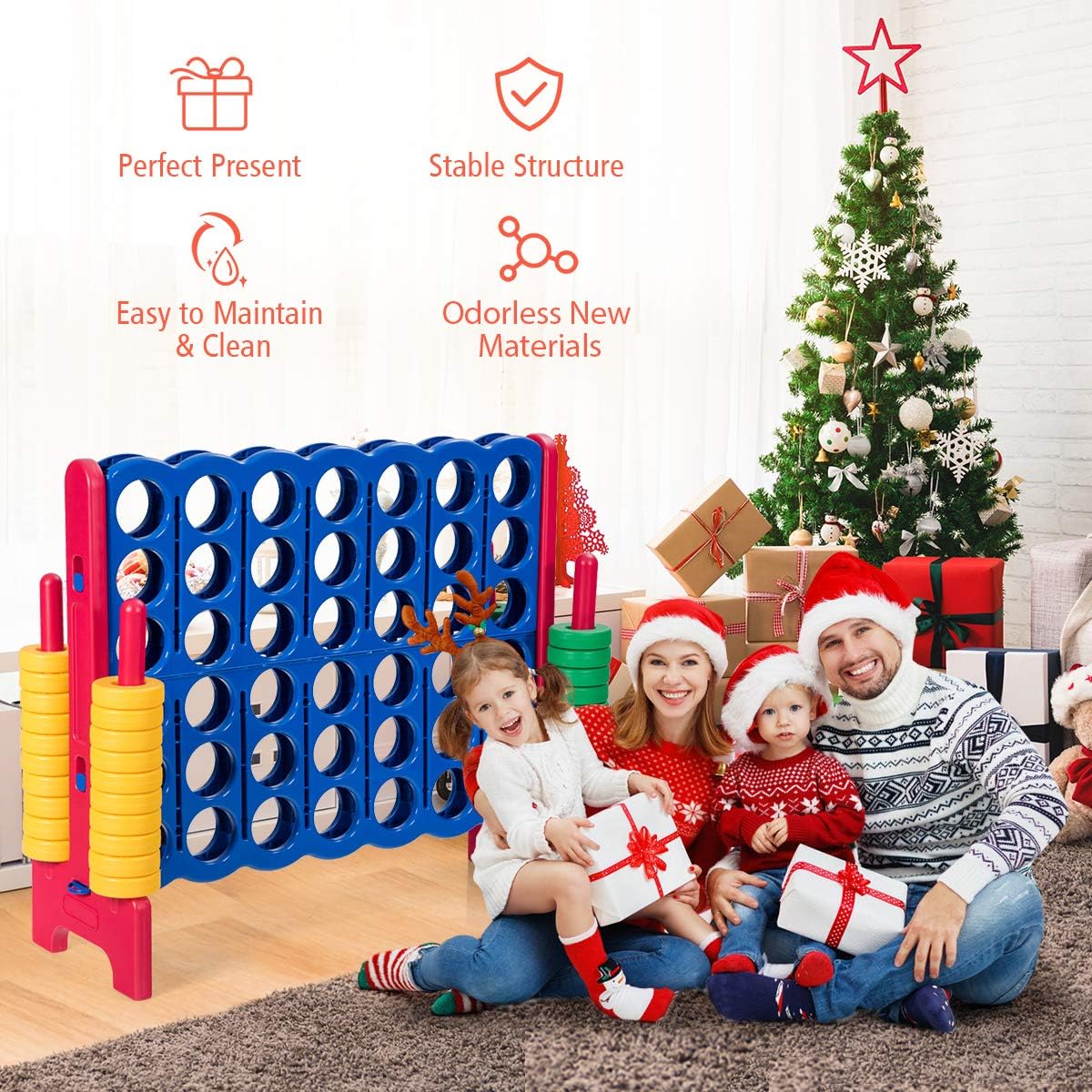 Costzon Giant 4-in-A-Row, Jumbo 4-to-Score Giant Game Set for Kids & Adults, Indoor Outdoor Yard Connect Game