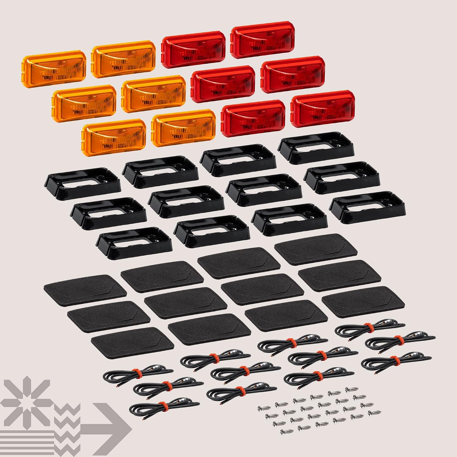 TRUE MODS 2pc 2.5" Amber Rectangle LED Trailer Marker Lights for Truck RV