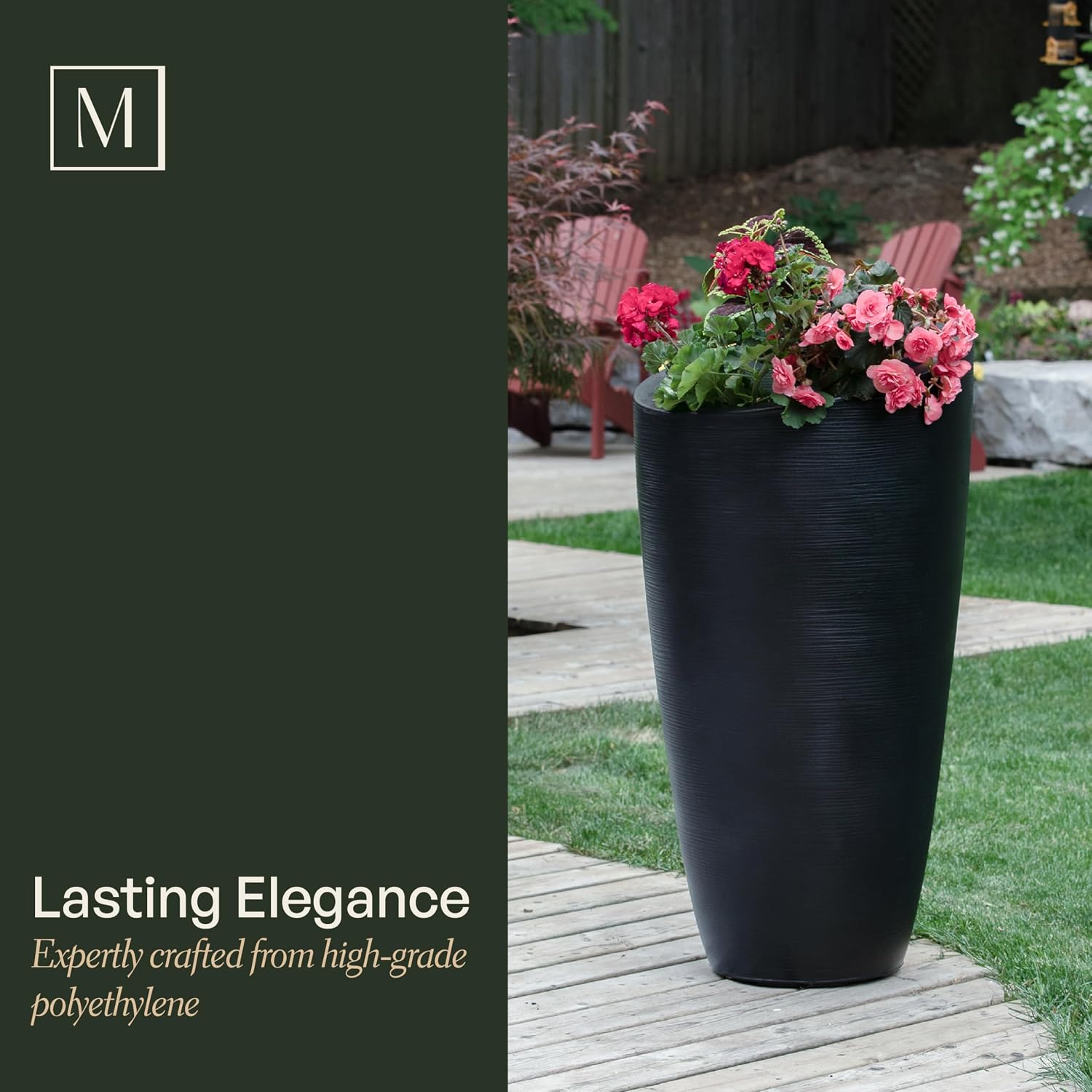 Mayne Modesto 20in Round Modern Planter, Neptune Blue | All season, Indoor/Outdoor, Double-wall design, Fade resistant, 15-year warranty