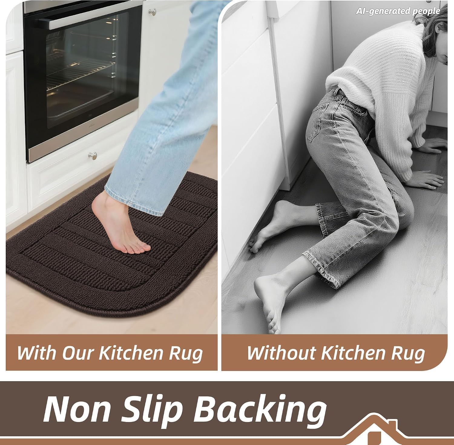 BEQHAUSE 30x18 Inch Kitchen Rugs Non Slip Washable Kitchen Sink Rug, Green