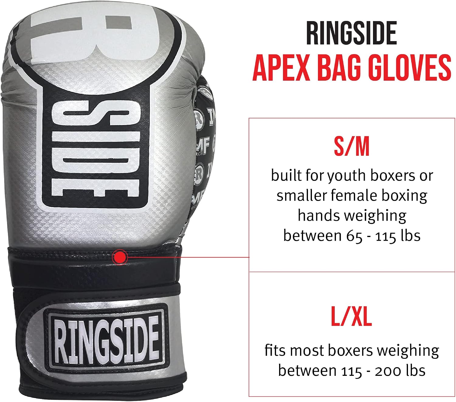 Ringside Apex Bag Gloves, IMF-Tech Boxing Gloves with Secure Wrist Support, Synthetic Boxing Gloves for Men and Women
