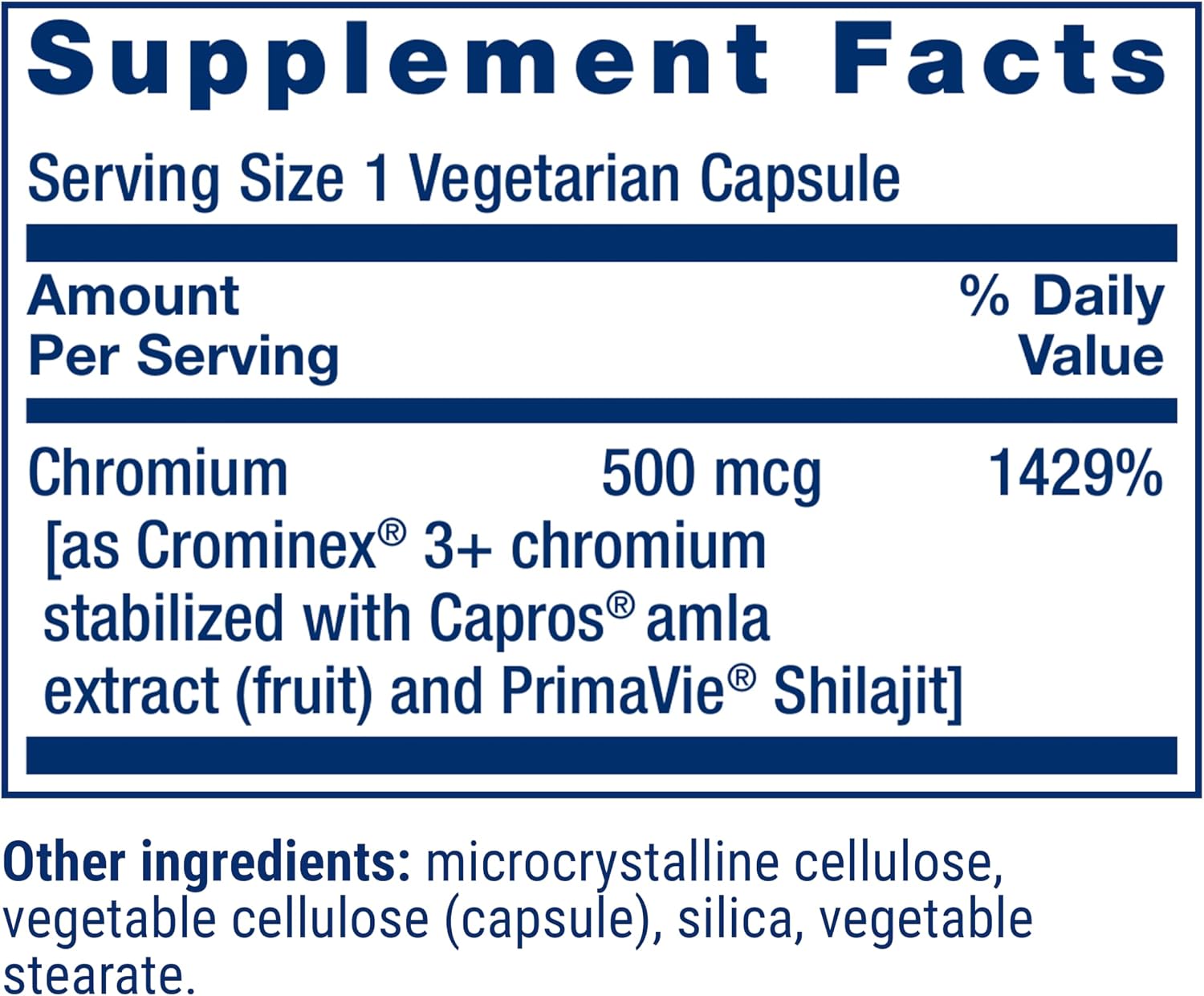 Life Extension Optimized Chromium with Crominex 3+, 500 mcg, 60 Capsules | Glucose Health Support, Gluten-Free, Non-GMO & Vegetarian